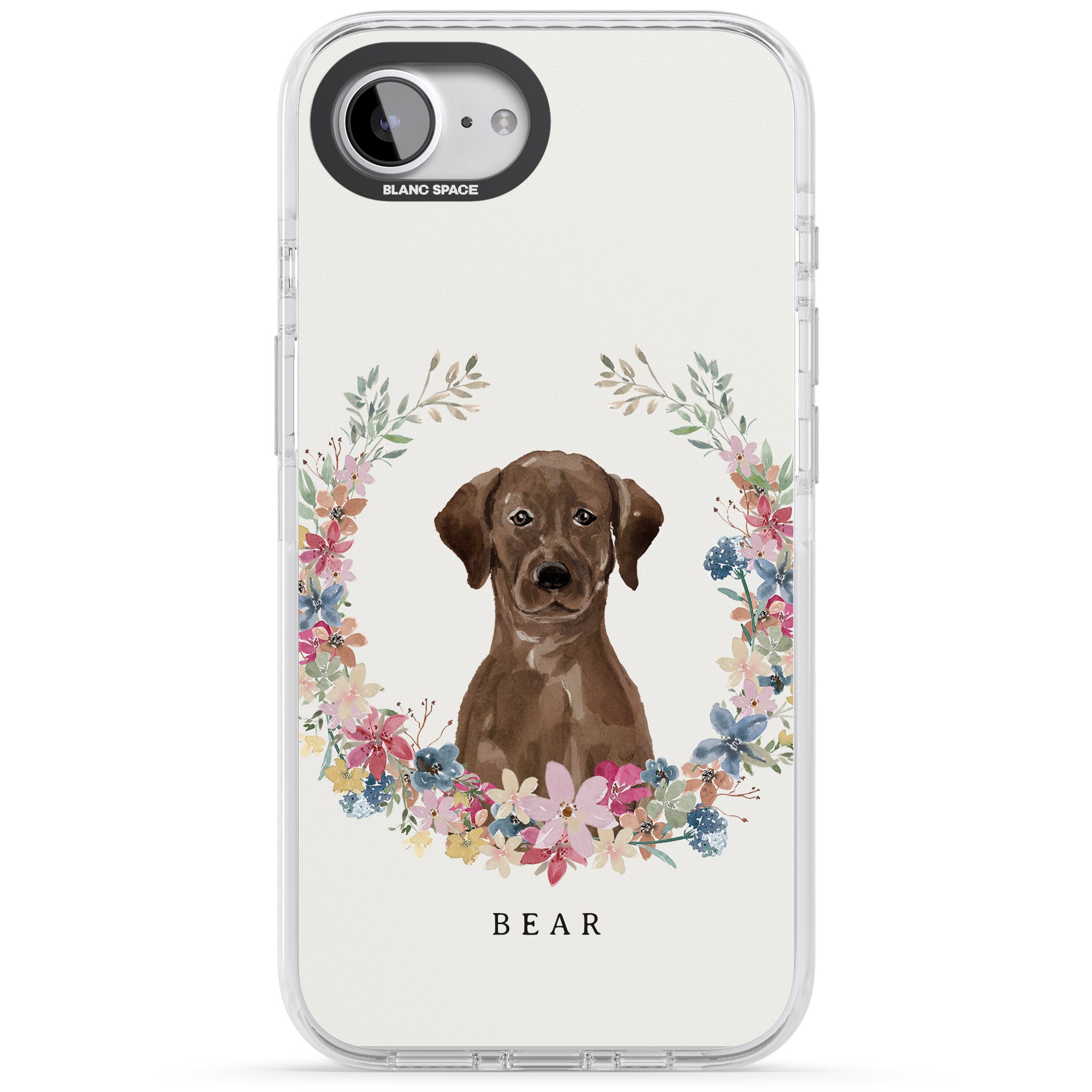 Personalised Chocolate Labrador Floral Portrait