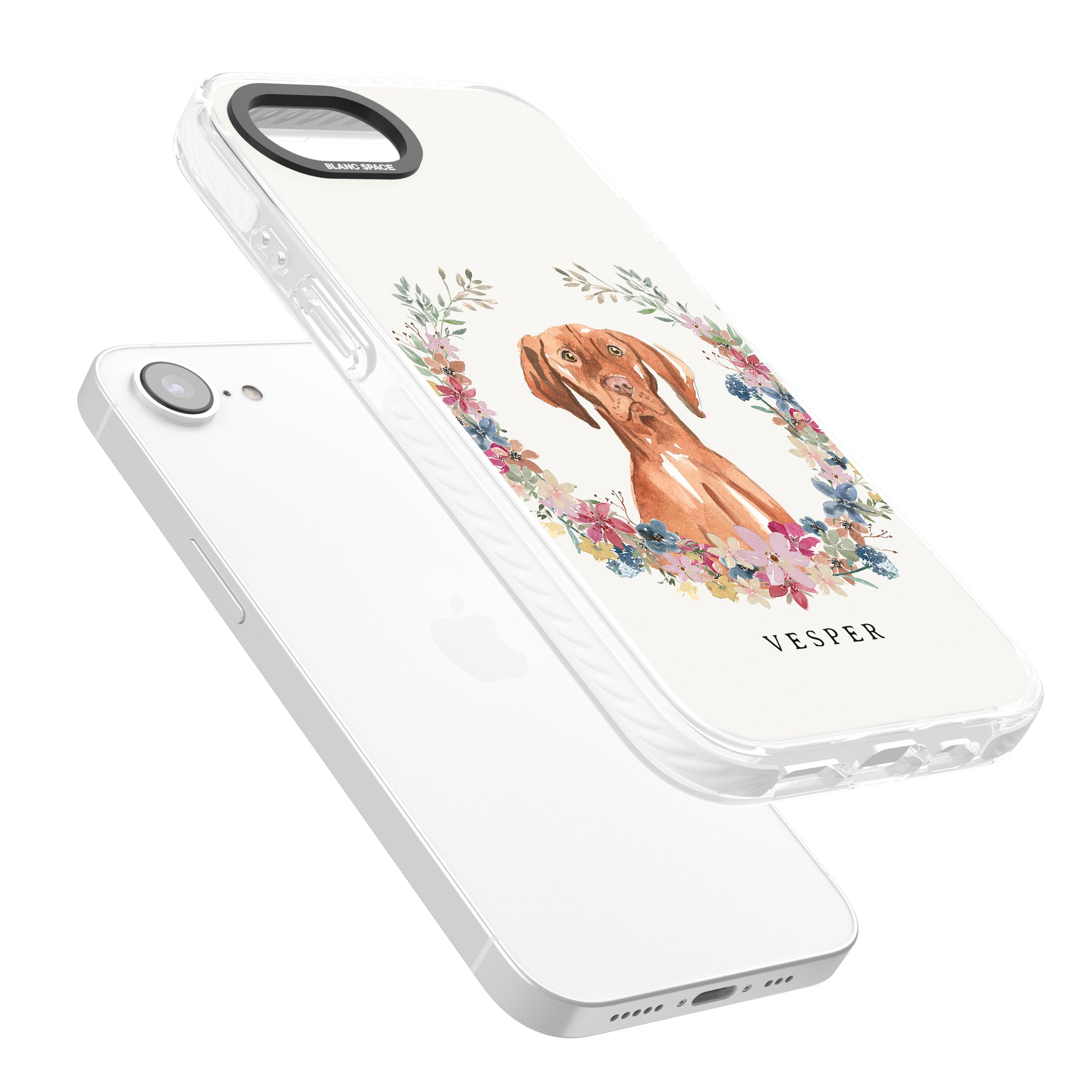 Personalised Hungarian Vizsla Floral Portrait