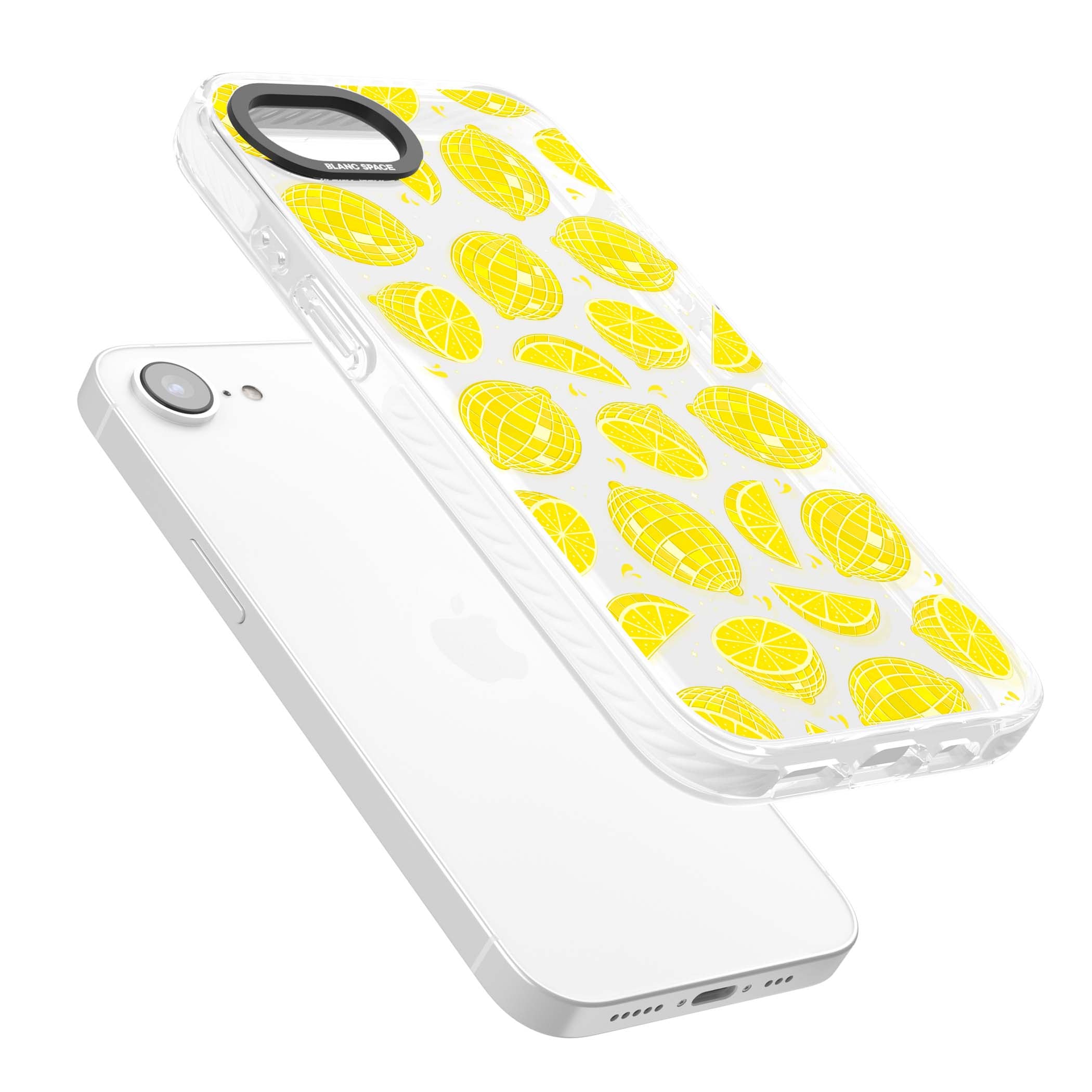 Disco Lemons citrus iPhone case featuring mirrorball lemons, sliced fruit and sparkle accents | Clear Impact case for iPhone 16e, iPhone 17e