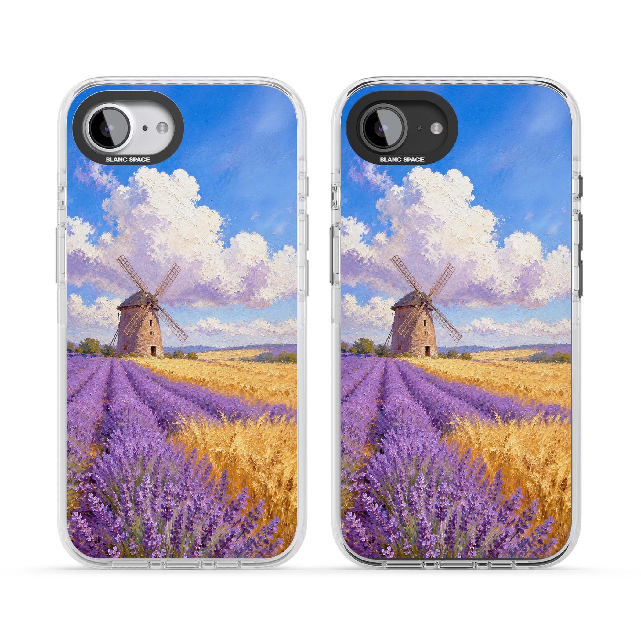 Lavender Mill cottagecore iPhone case featuring a French windmill, lavender field and golden wheat oil painting | Impact Magsafe case for iPhone 16e, iPhone 17e