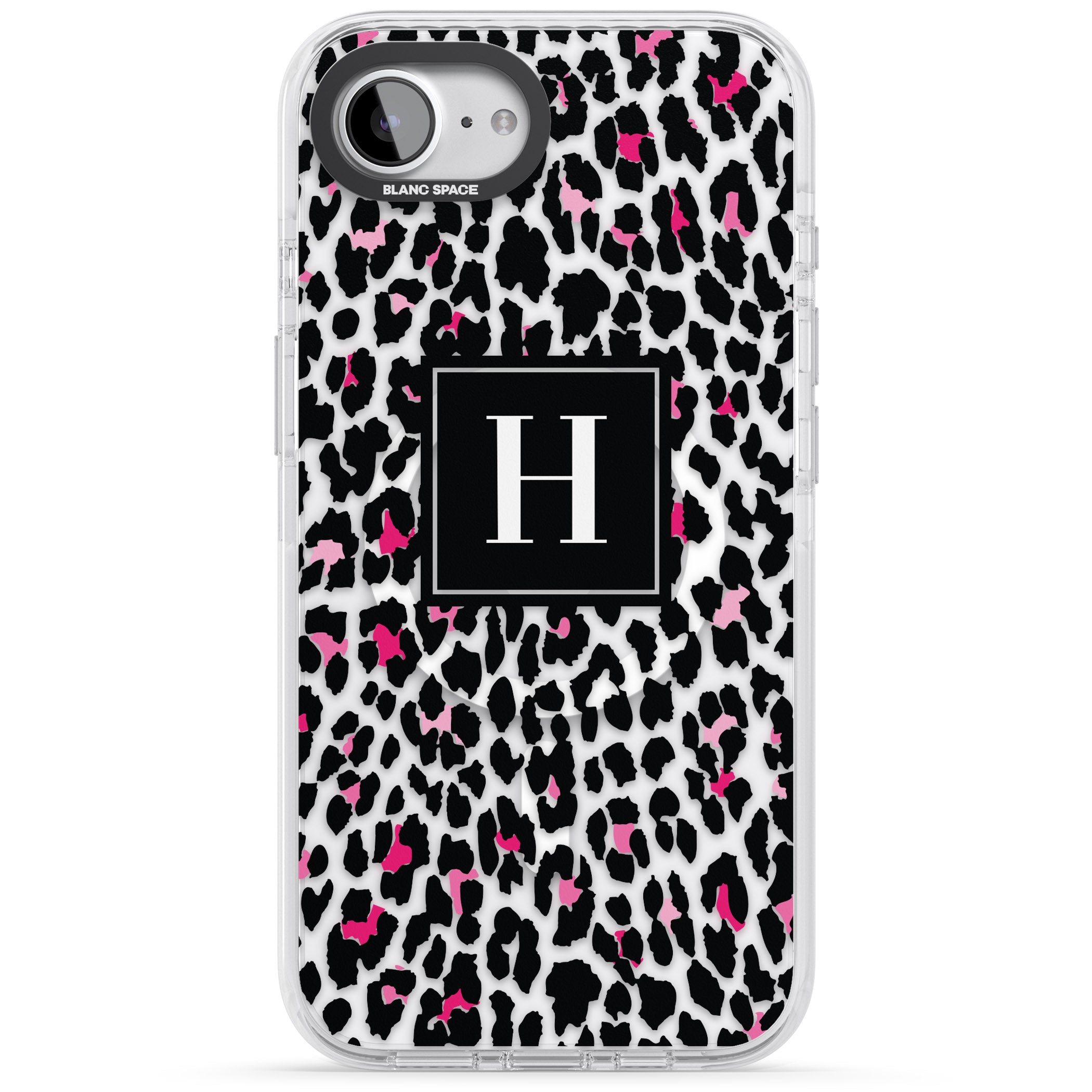 Personalised Clear Pink Leopard Monogram