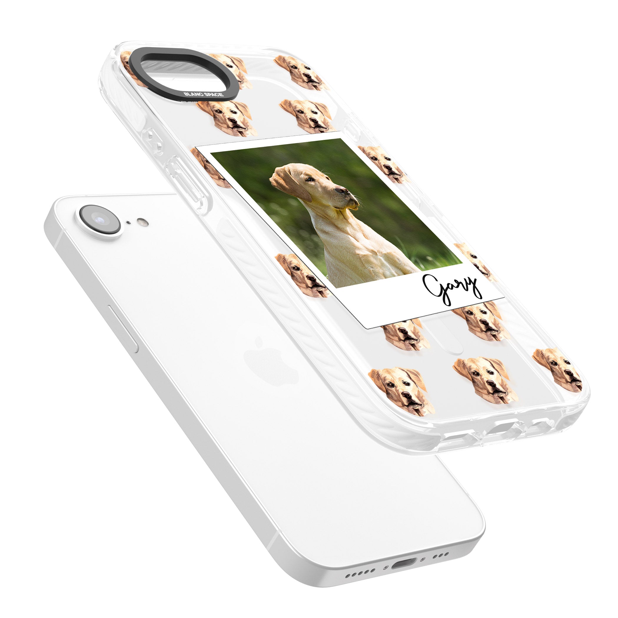 Personalised Tan Black Labrador Instant Camera Photo
