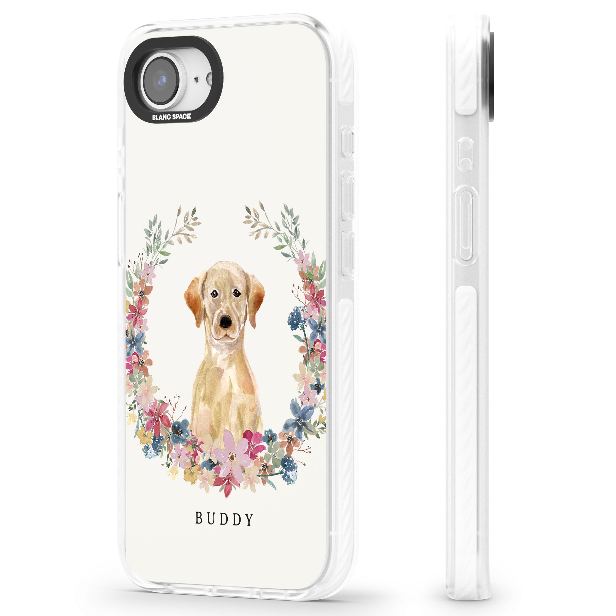 Personalised Yellow Labrador Retriever Floral Portrait