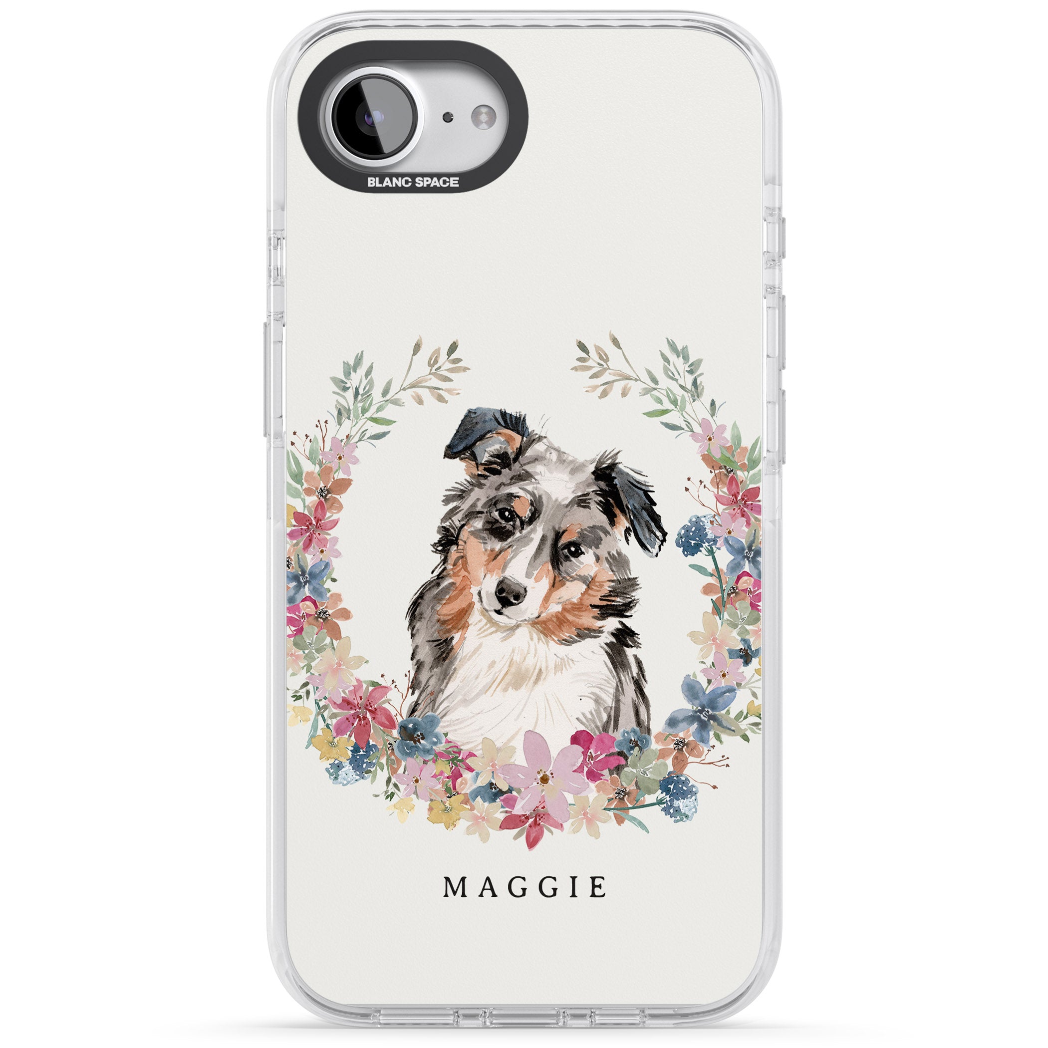 Personalised Australian Shepherd Floral Portrait