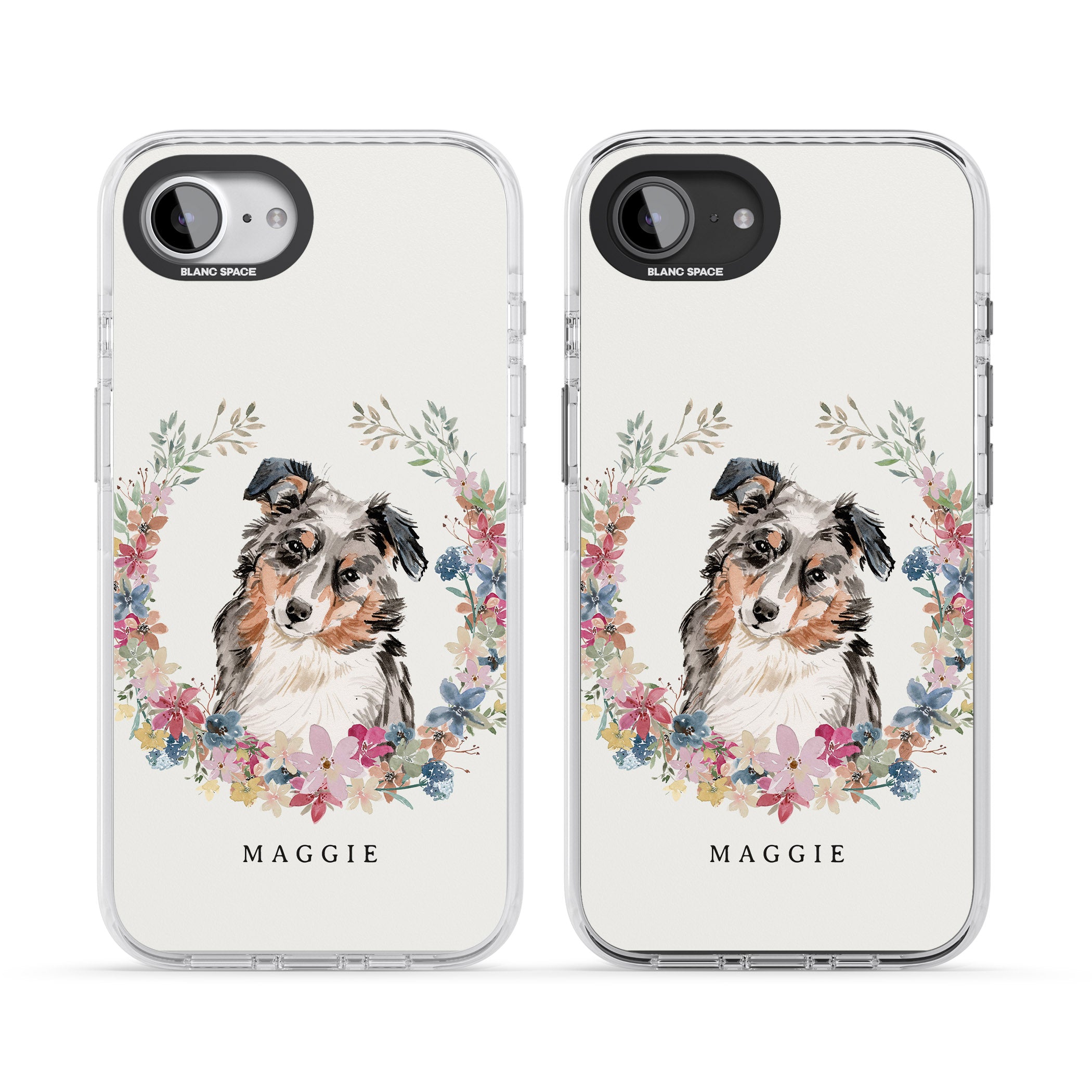 Personalised Australian Shepherd Floral Portrait
