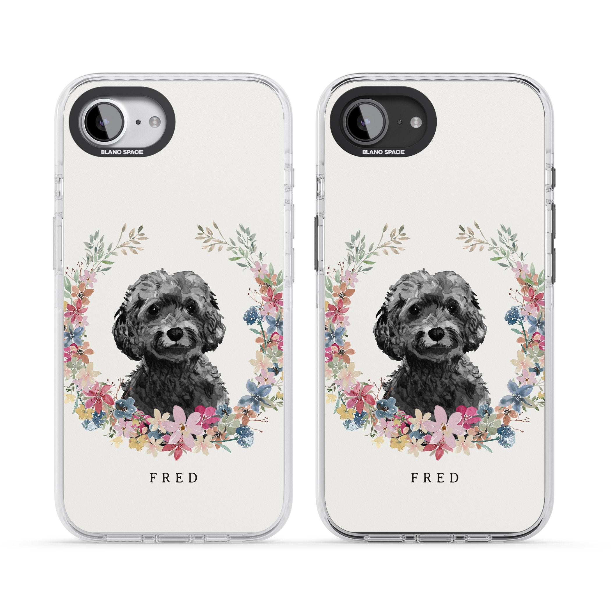 Personalised Black Cockapoo Floral Portrait
