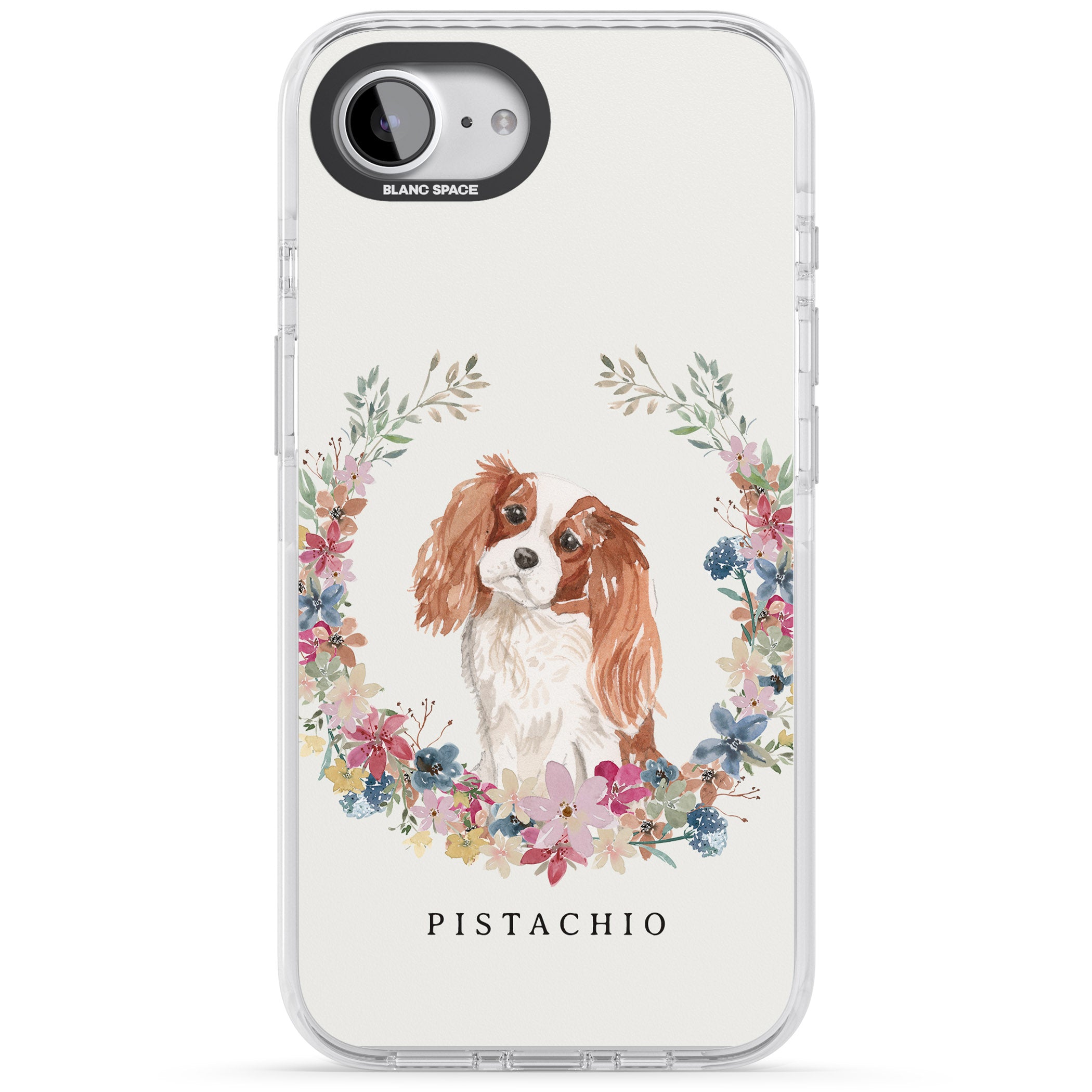 Personalised Cavalier King Charles Floral Portrait