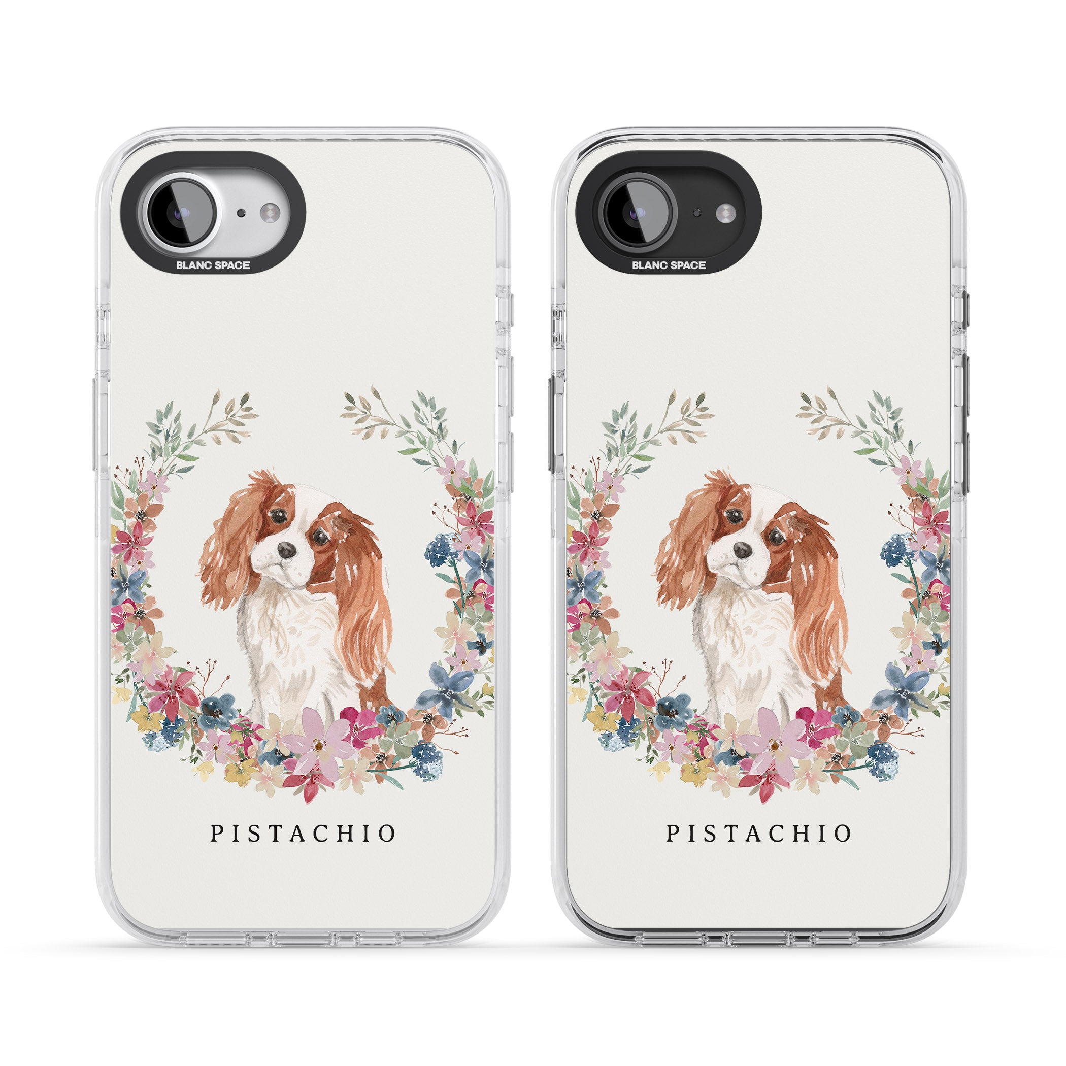 Personalised Cavalier King Charles Floral Portrait