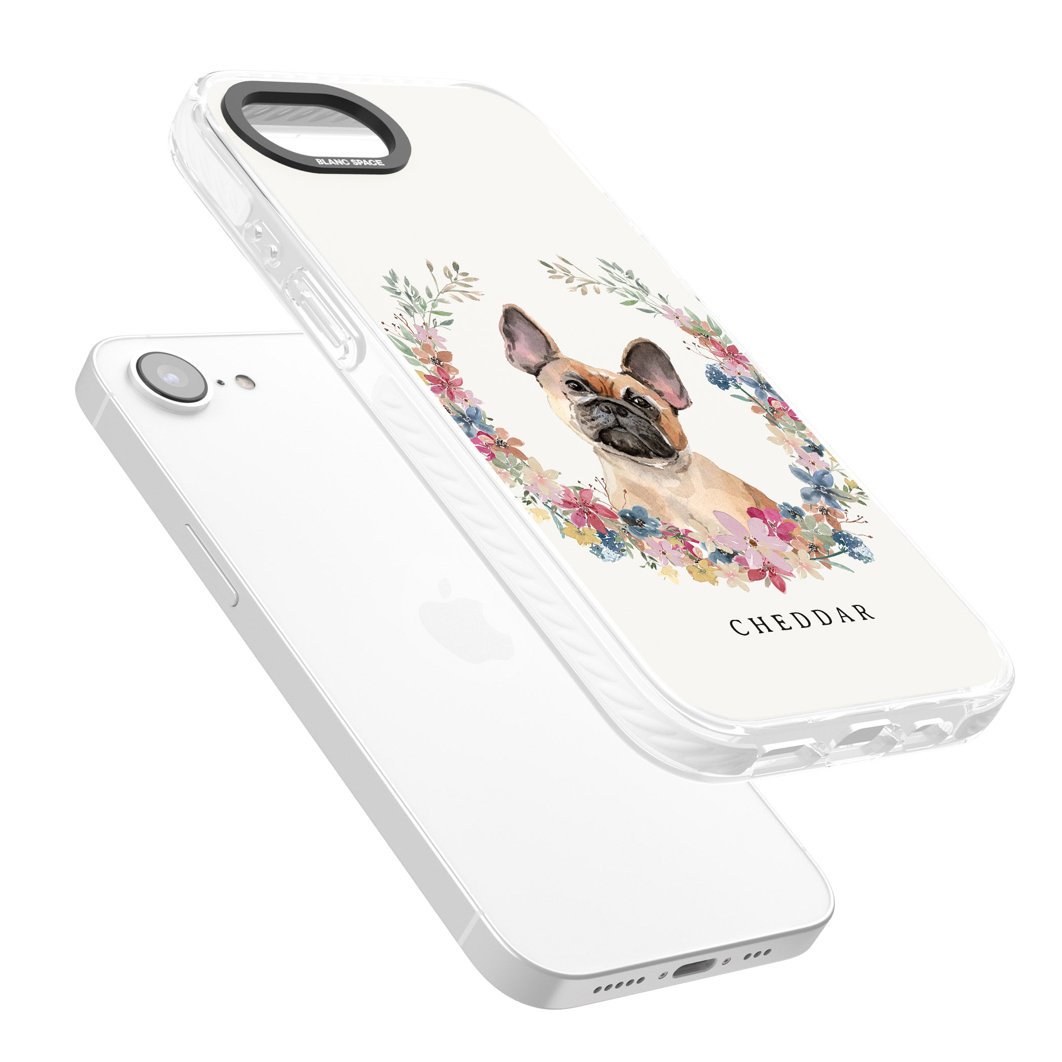 Personalised Tan French Bulldog Floral Portrait