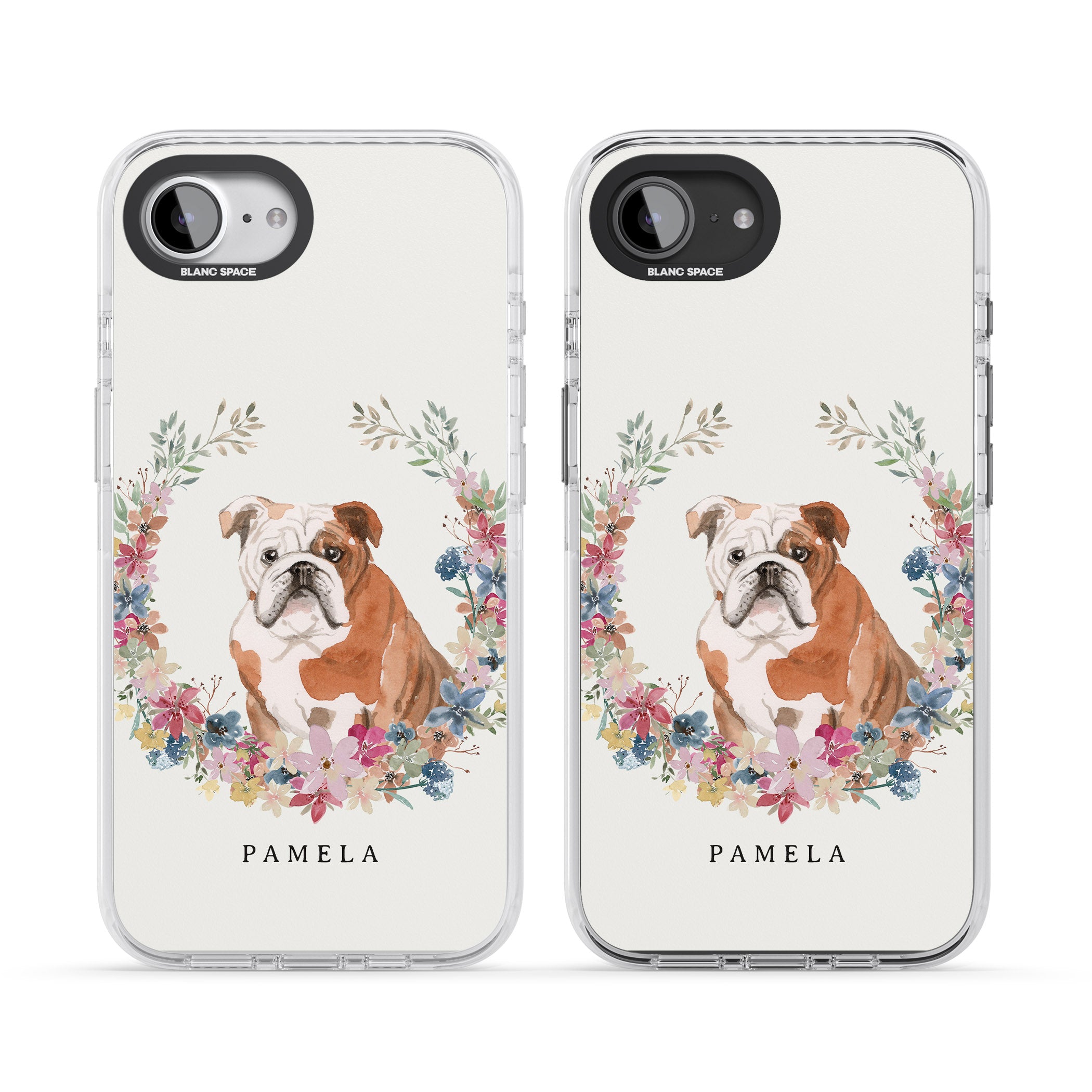 Personalised English Bulldog Floral Portrait
