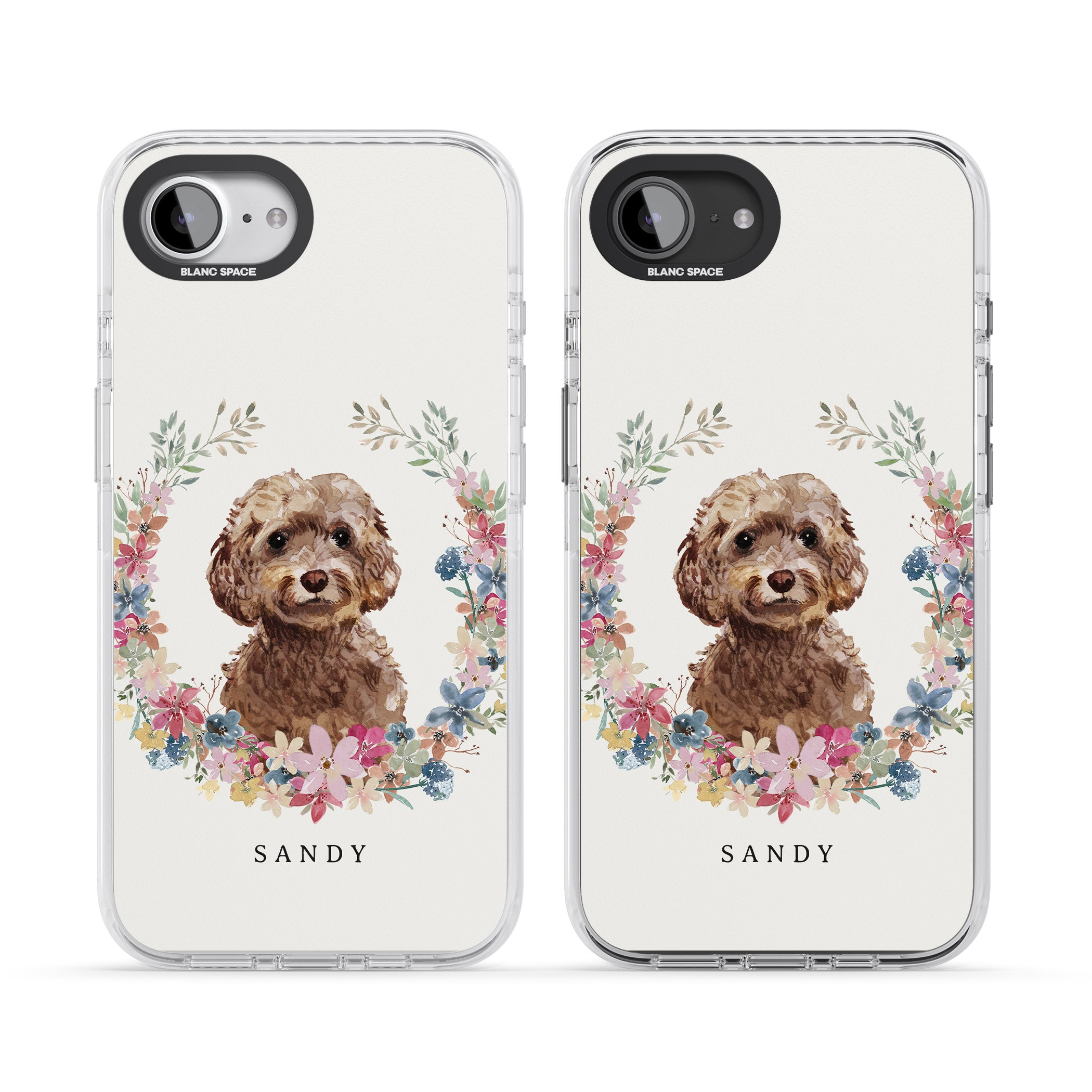 Personalised Brown Cockapoo Floral Portrait