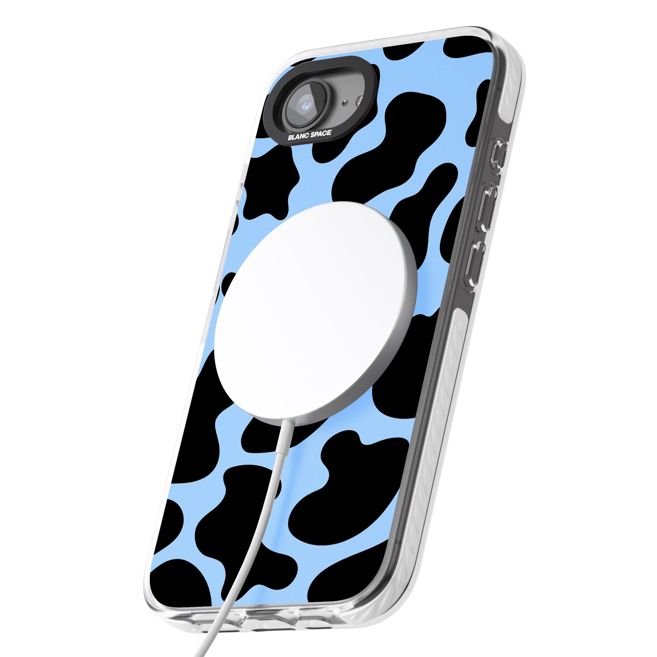 Blue And Black Cow Print