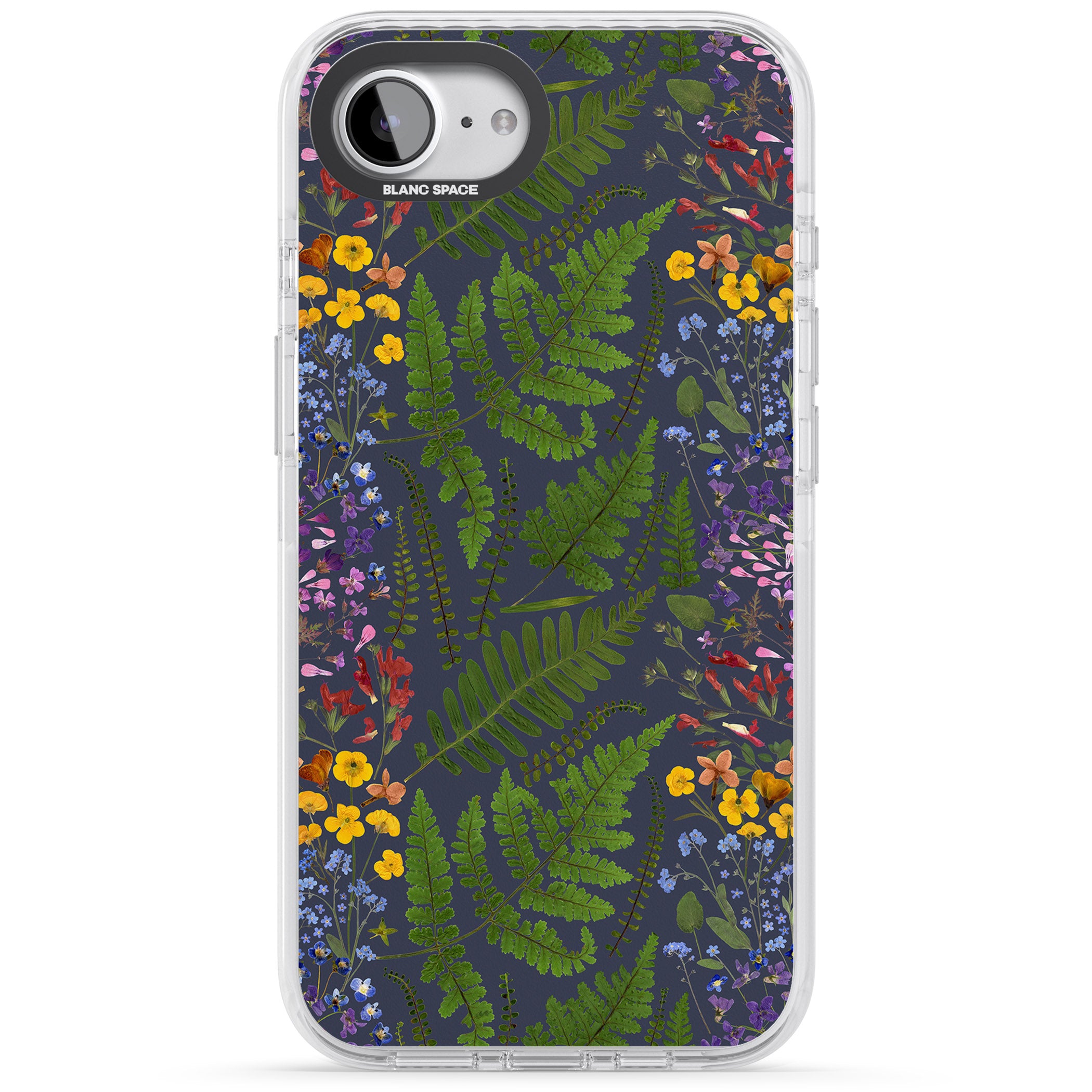 Busy Floral And Fern Design Navy
