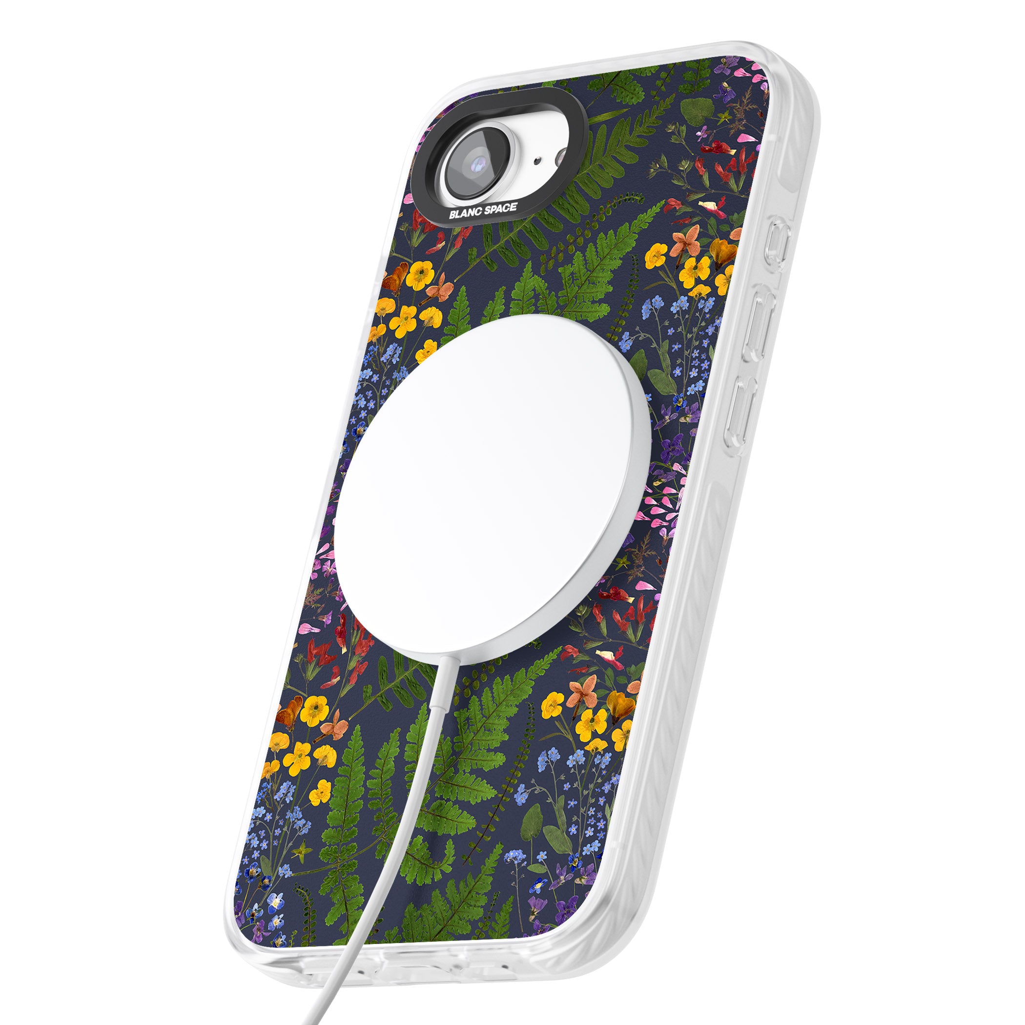 Busy Floral And Fern Design Navy