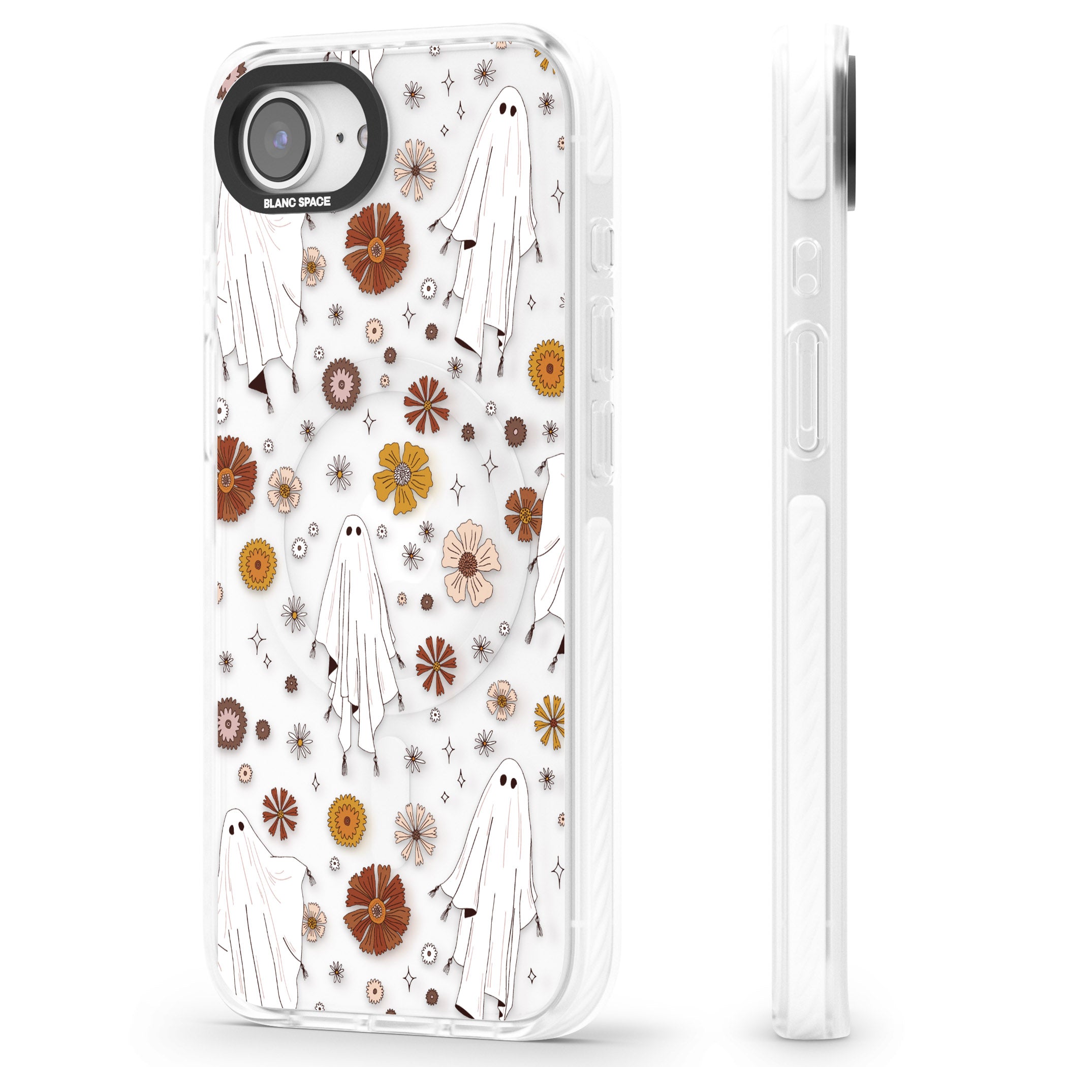 Halloween Ghosts And Flowers