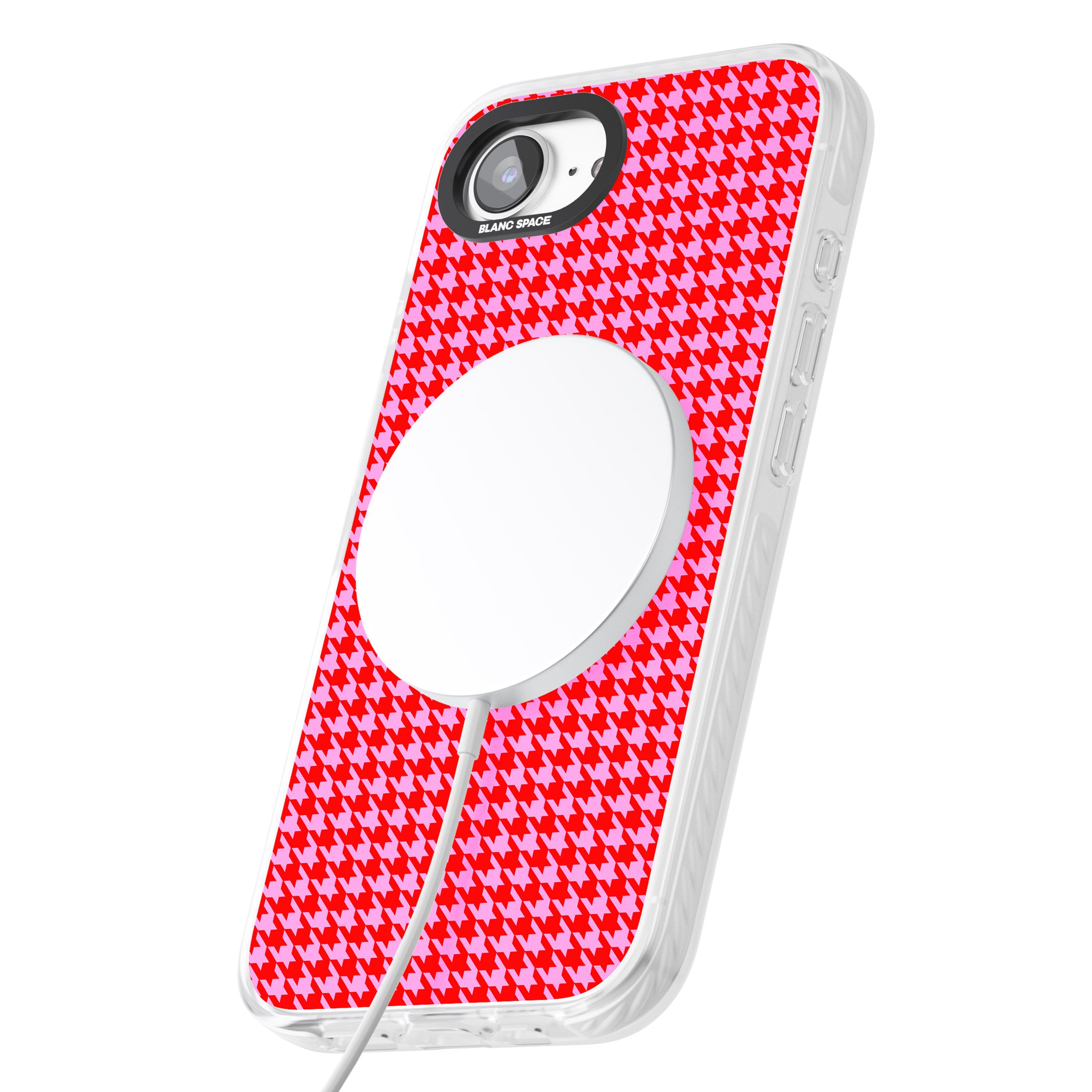 Neon Pink & Red Houndstooth