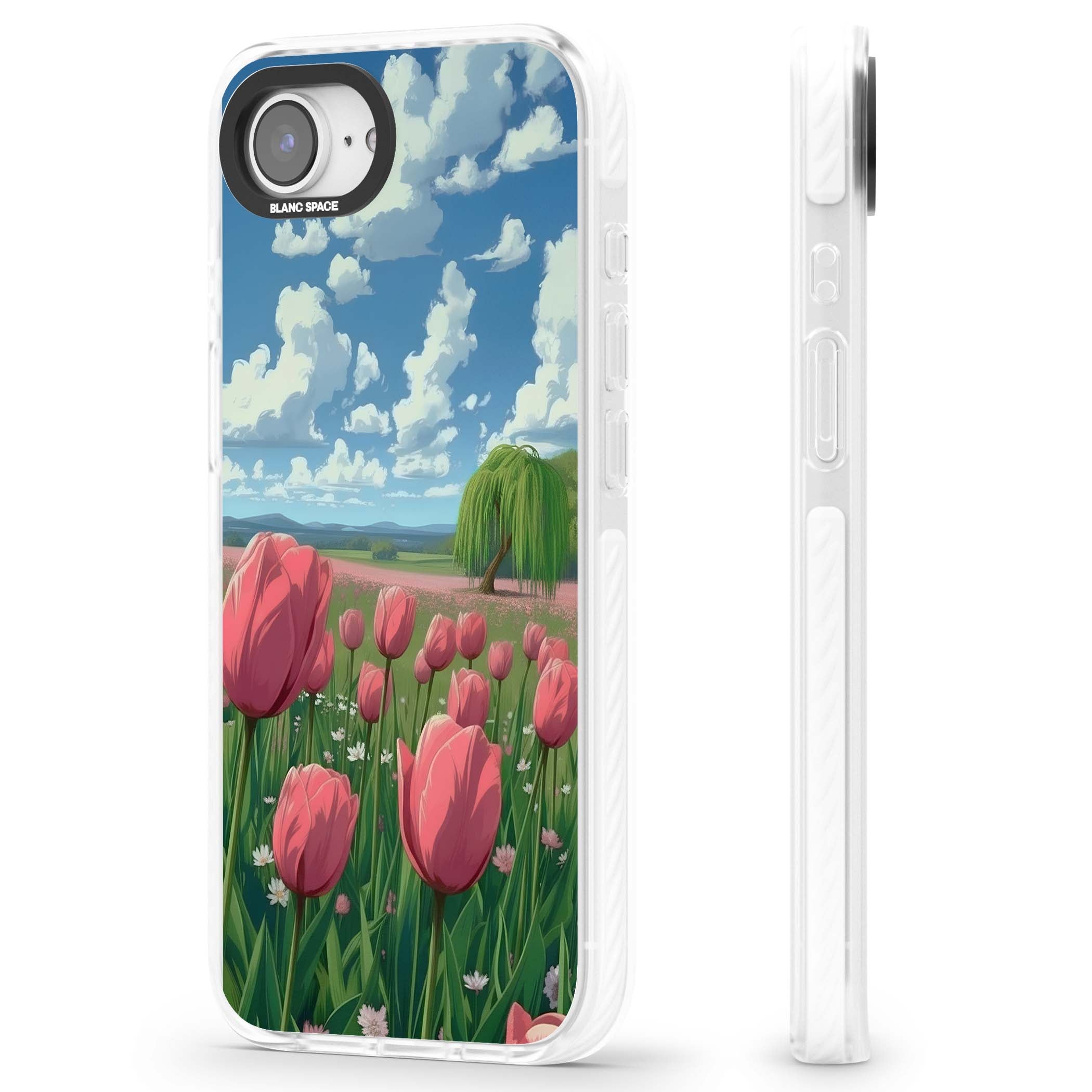 Willow By The Pink Tulips floral iPhone case | Clear Impact case for iPhone 16e, iPhone 17e