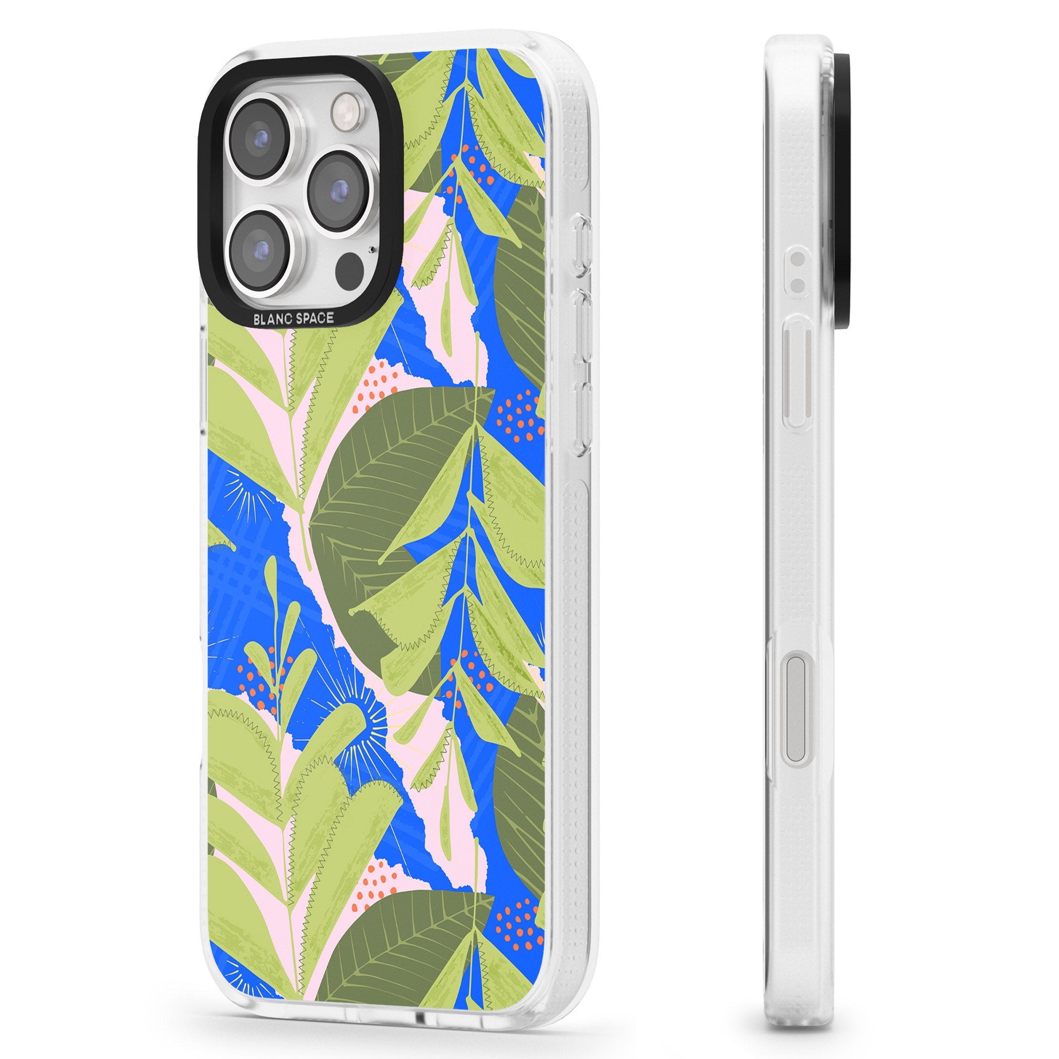 Fern Leaves Abstract Pattern iPhone 16 Pro Max / 16 Pro Clear Case Impact Air - Blanc Space