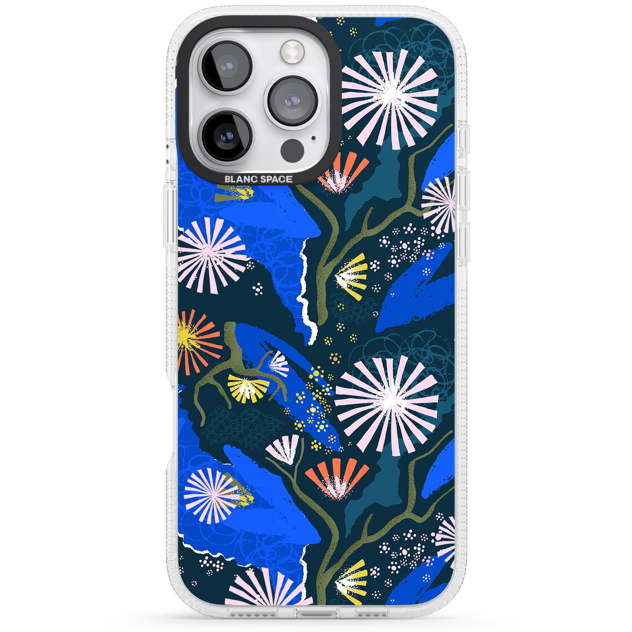 Dark Botanicals Abstract Pattern iPhone 16 Pro Max / 16 Pro Clear Case Impact Air - Blanc Space