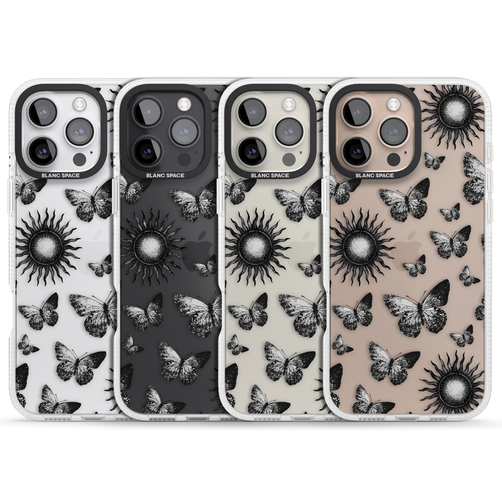 Butterflies & Suns iPhone 16 Pro Max / 16 Pro Clear Case Impact Air - Blanc Space