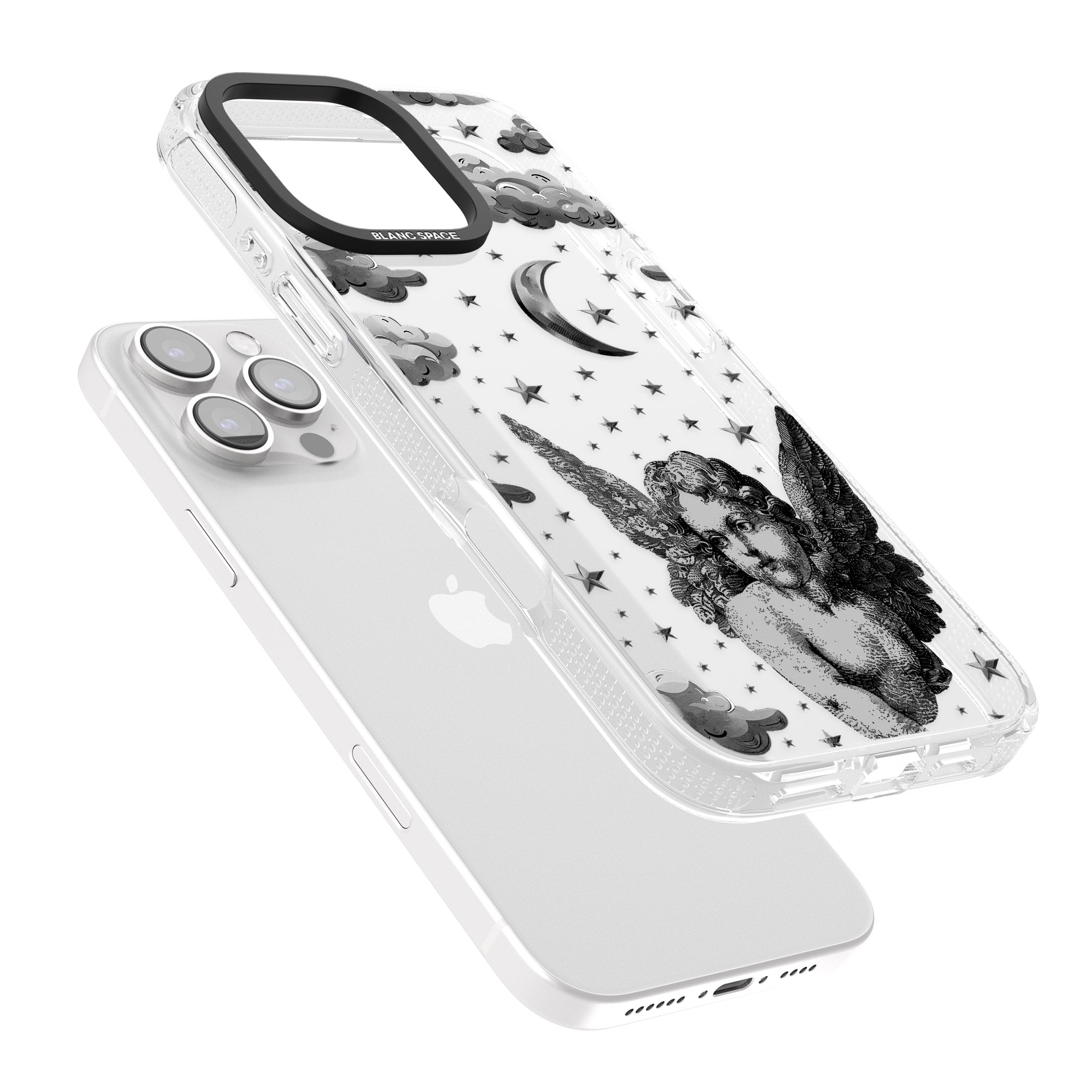 Celestial Cherub iPhone 16 Pro Max / 16 Pro Clear Case Impact Air - Blanc Space