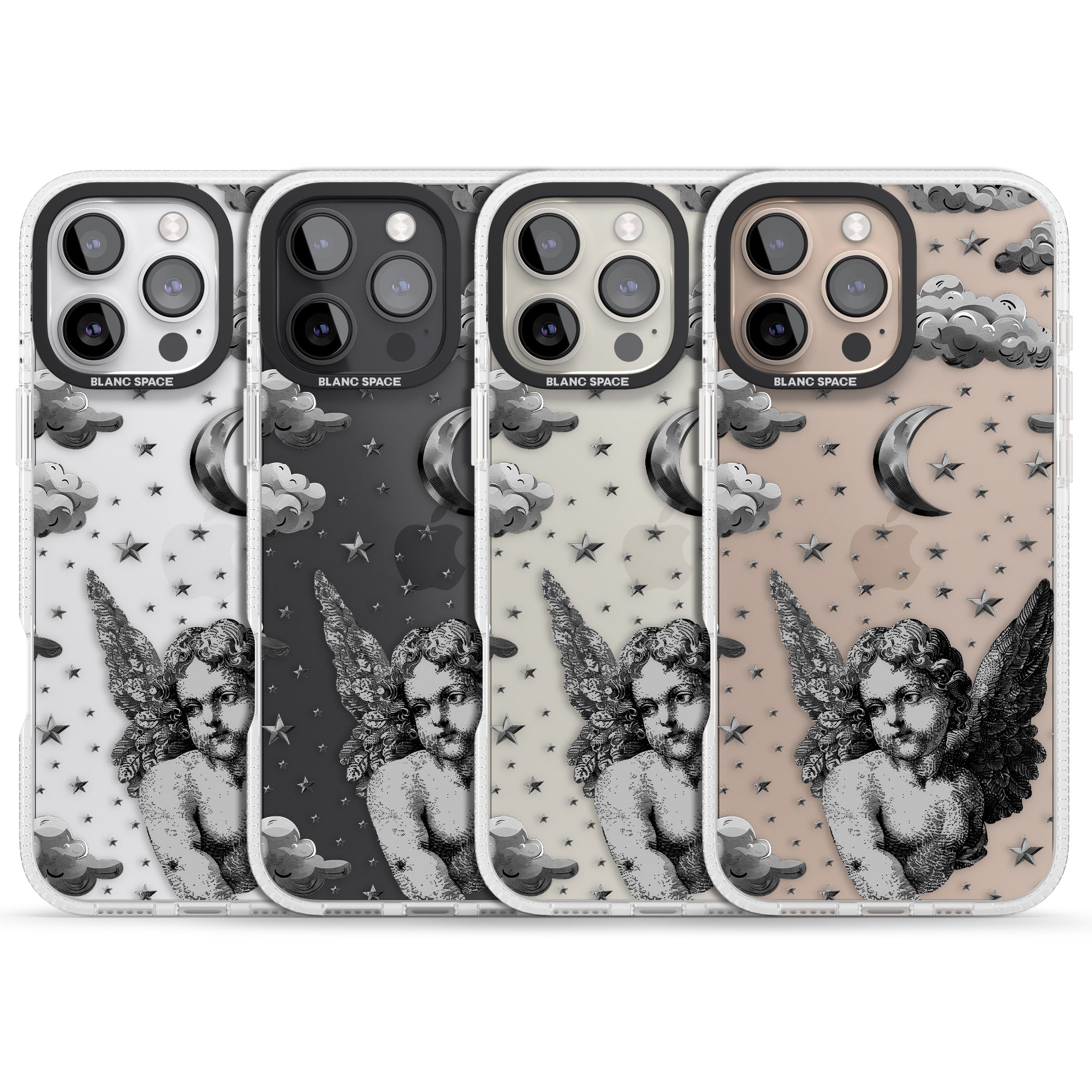 Celestial Cherub iPhone 16 Pro Max / 16 Pro Clear Case Impact Air - Blanc Space