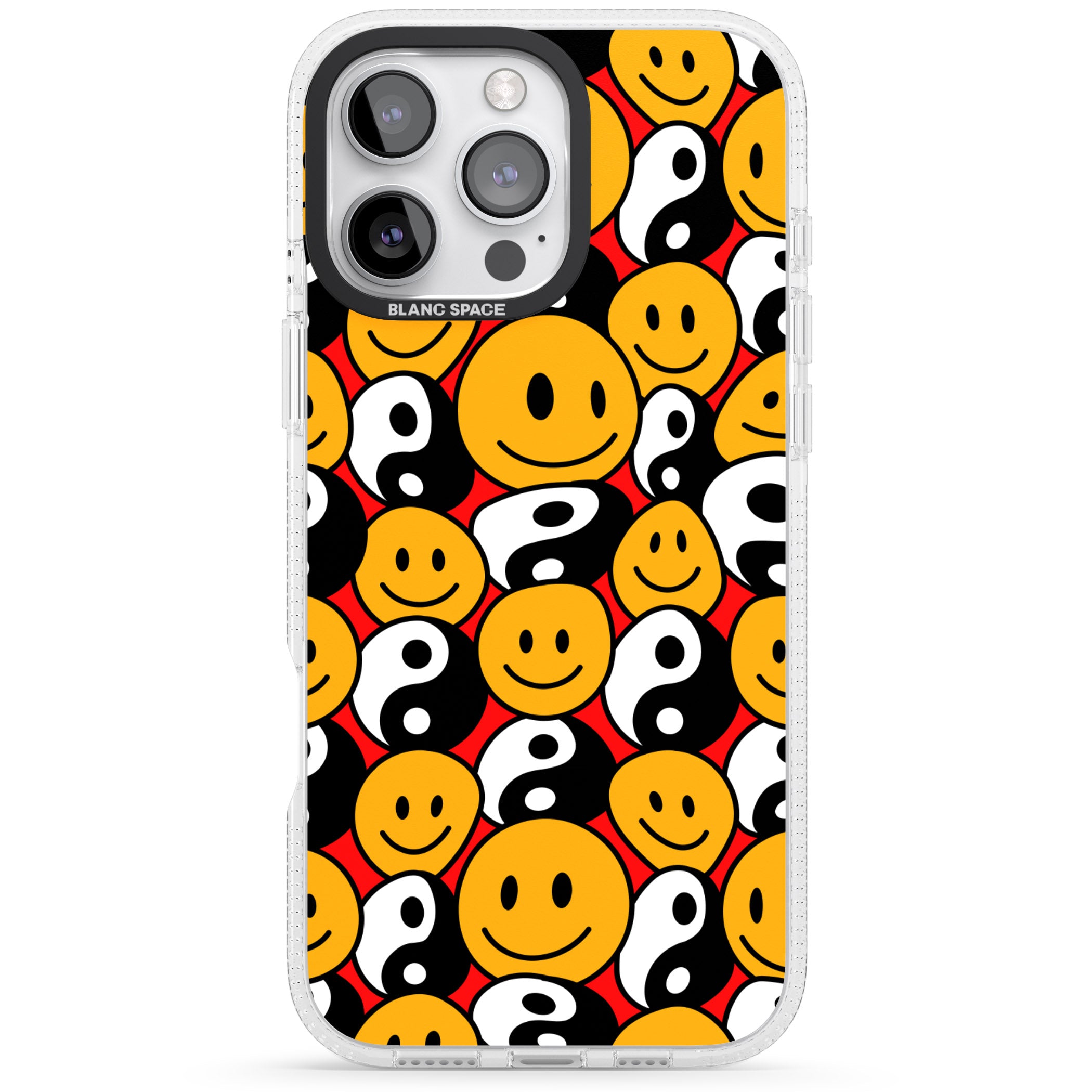 Yin Yang & Faces iPhone 16 Pro Max / 16 Pro Clear Case Impact Air - Blanc Space