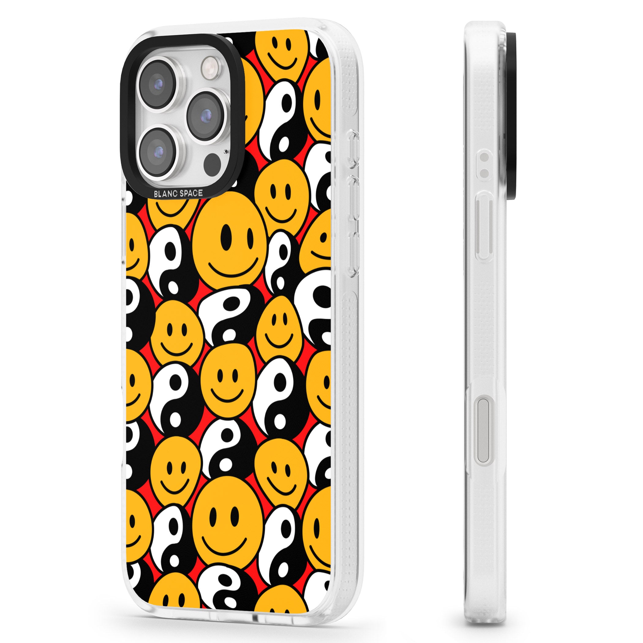 Yin Yang & Faces iPhone 16 Pro Max / 16 Pro Clear Case Impact Air - Blanc Space