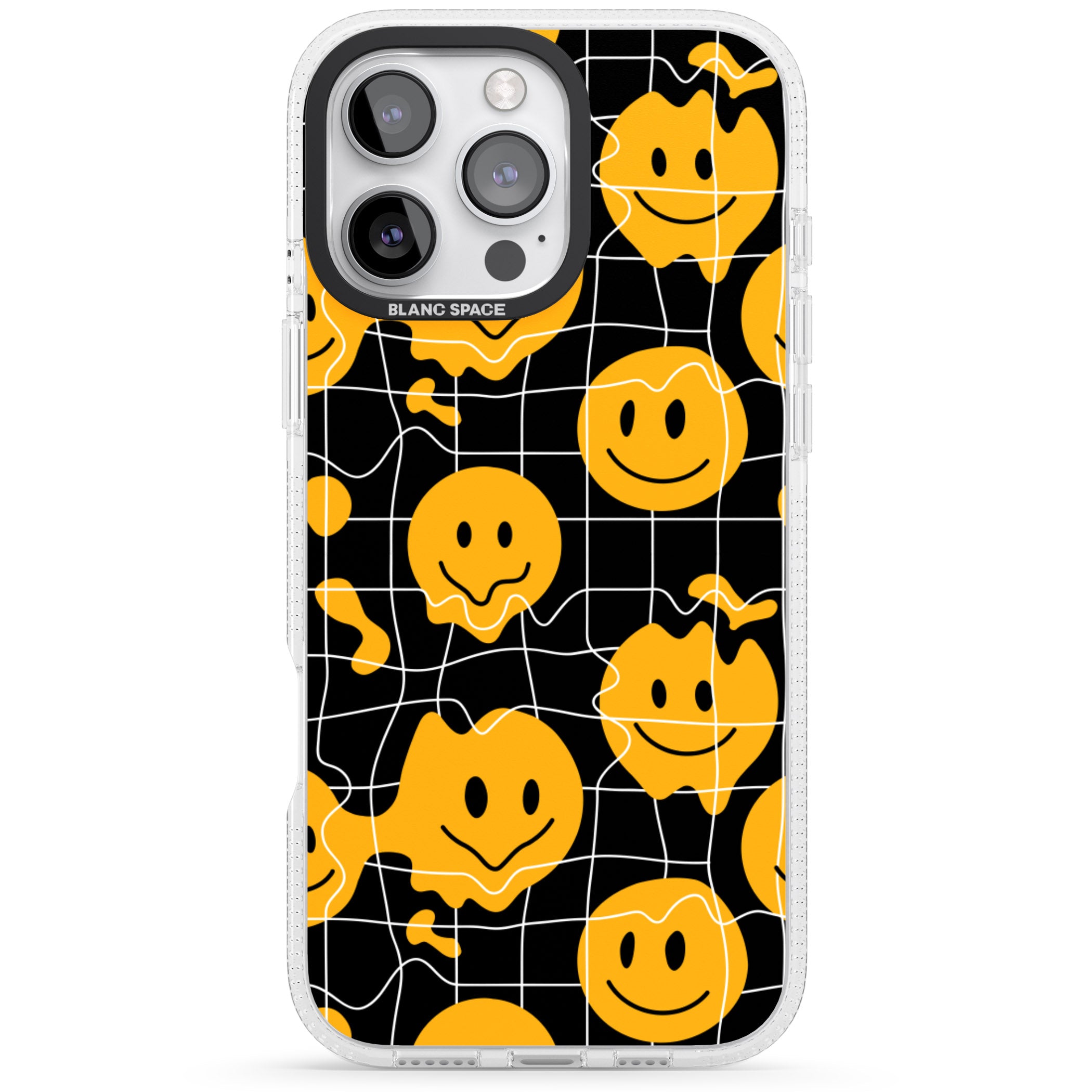 Acid Face Grid Pattern iPhone 16 Pro Max / 16 Pro Clear Case Impact Air - Blanc Space