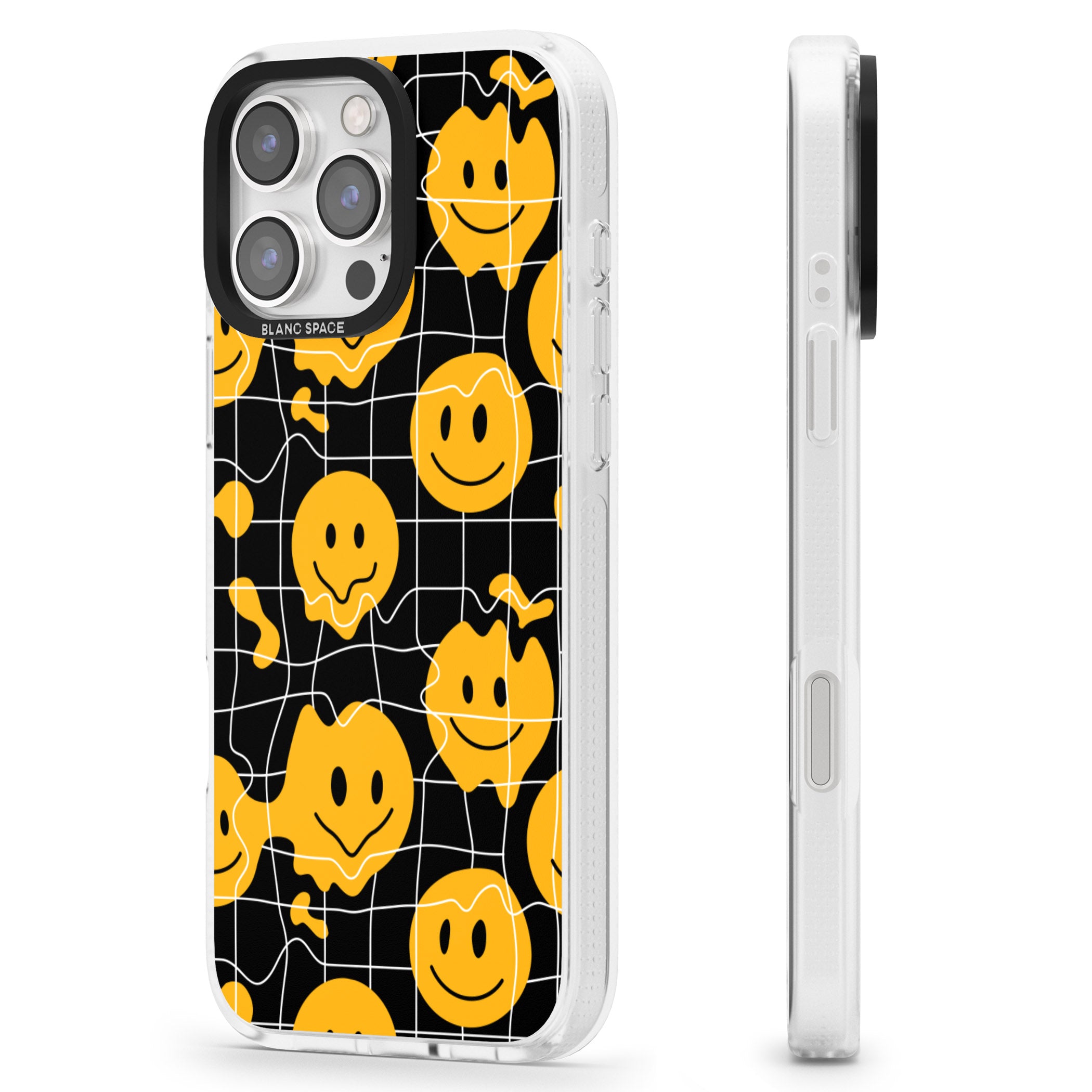 Acid Face Grid Pattern iPhone 16 Pro Max / 16 Pro Clear Case Impact Air - Blanc Space