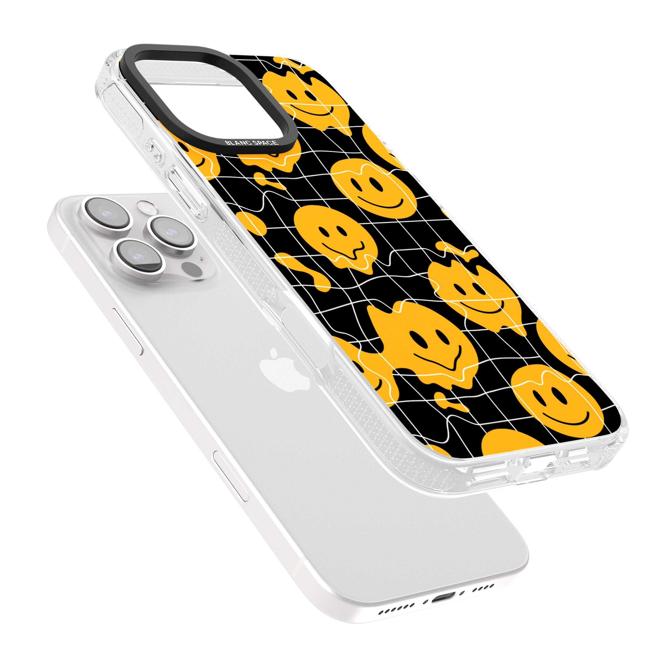 Acid Face Grid Pattern iPhone 16 Pro Max / 16 Pro Clear Case Impact Air - Blanc Space