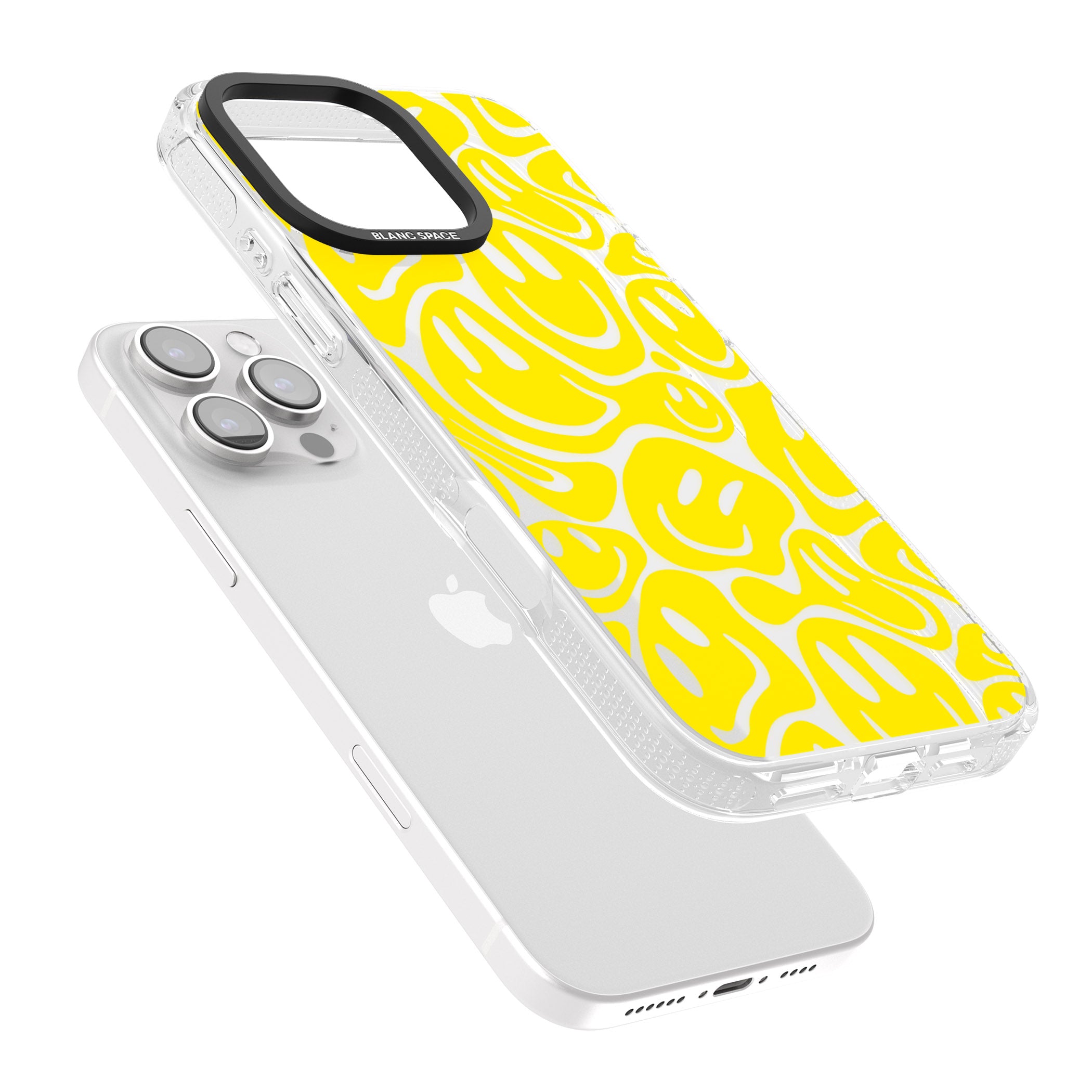 Yellow Acid Faces iPhone 16 Pro Max / 16 Pro Clear Case Impact Air - Blanc Space