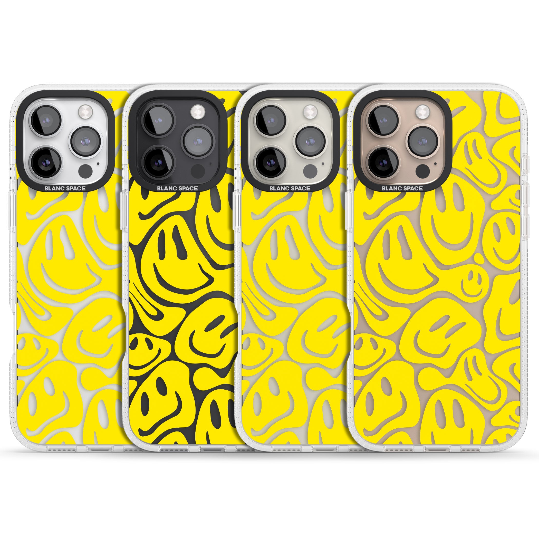 Yellow Acid Faces iPhone 16 Pro Max / 16 Pro Clear Case Impact Air - Blanc Space
