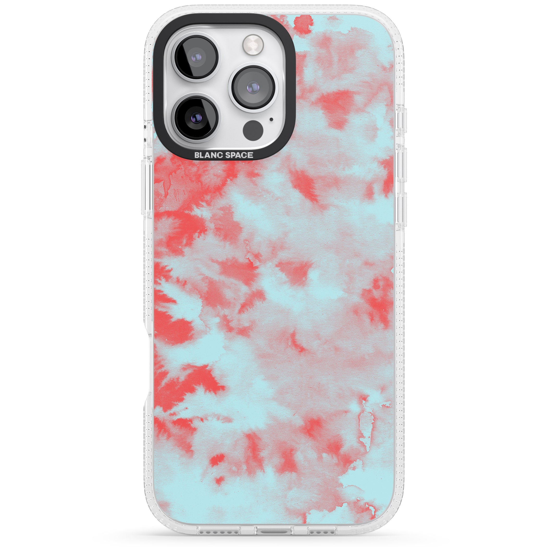 Red & Blue Acid Wash Tie-Dye Pattern iPhone 16 Pro Max / 16 Pro Clear Case Impact Air - Blanc Space
