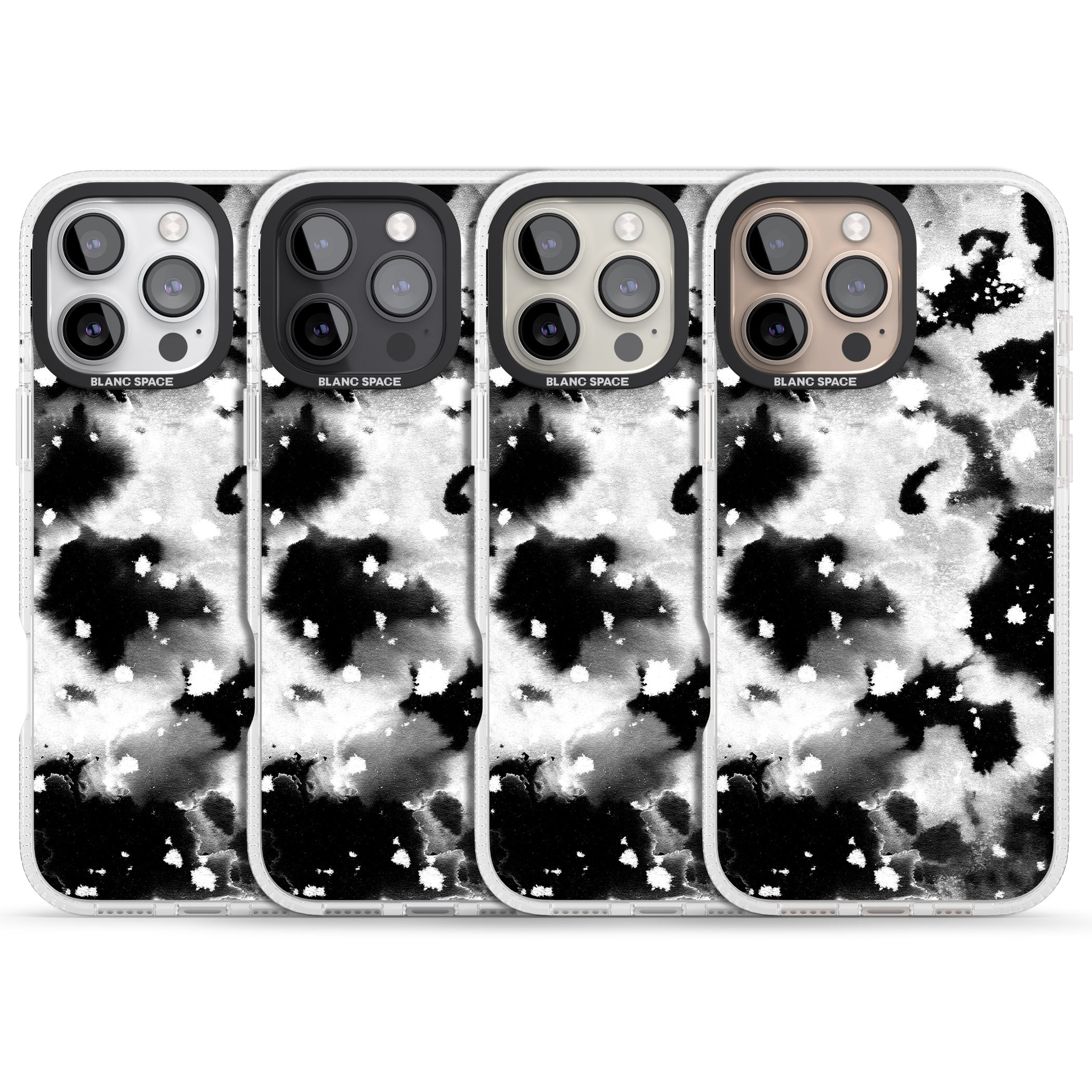 Black & White Acid Wash Tie-Dye Pattern iPhone 16 Pro Max / 16 Pro Clear Case Impact Air - Blanc Space