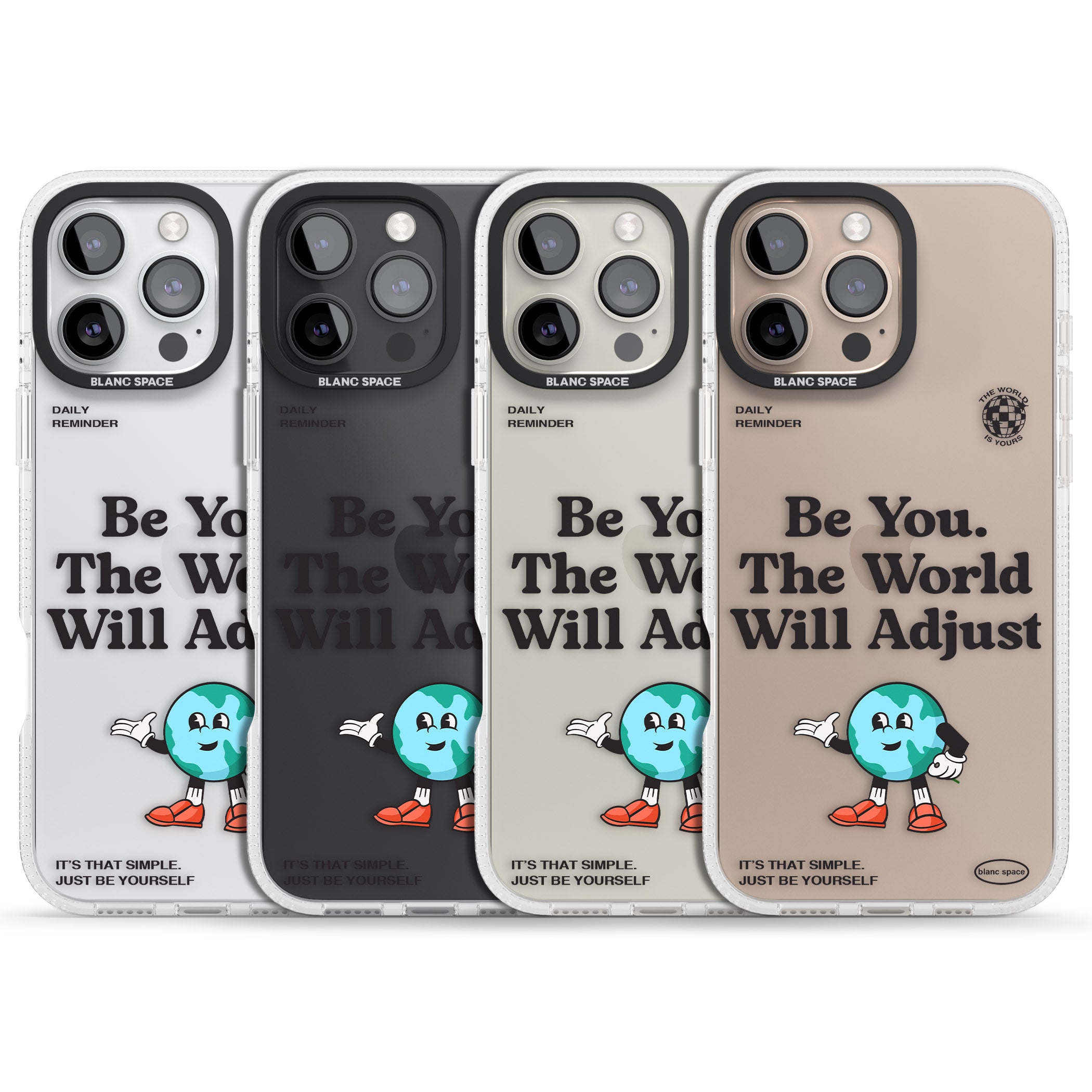 Be You. The World Will Adjust iPhone 16 Pro Max / 16 Pro Clear Case Impact Air - Blanc Space
