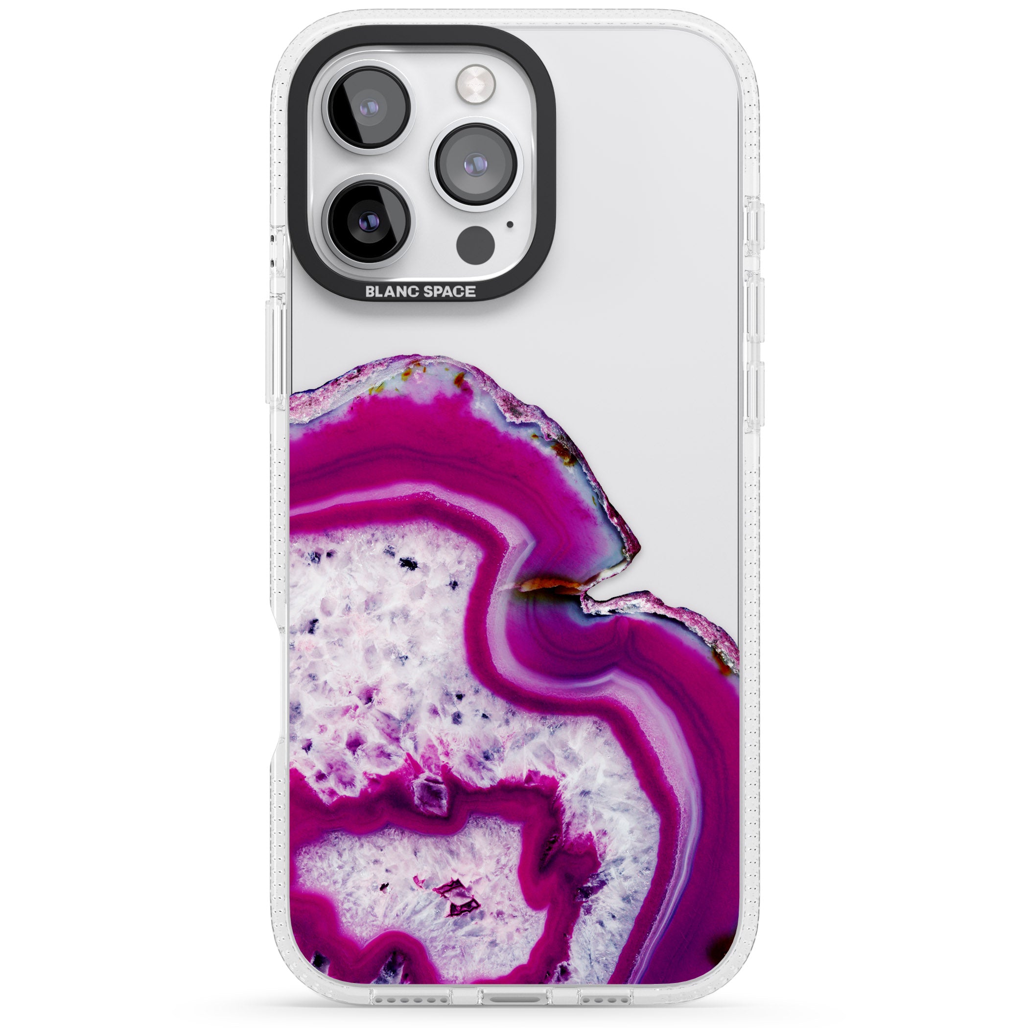 Violet & White Swirl Agate Crystal Clear Design iPhone 16 Pro Max / 16 Pro Clear Case Impact Air - Blanc Space