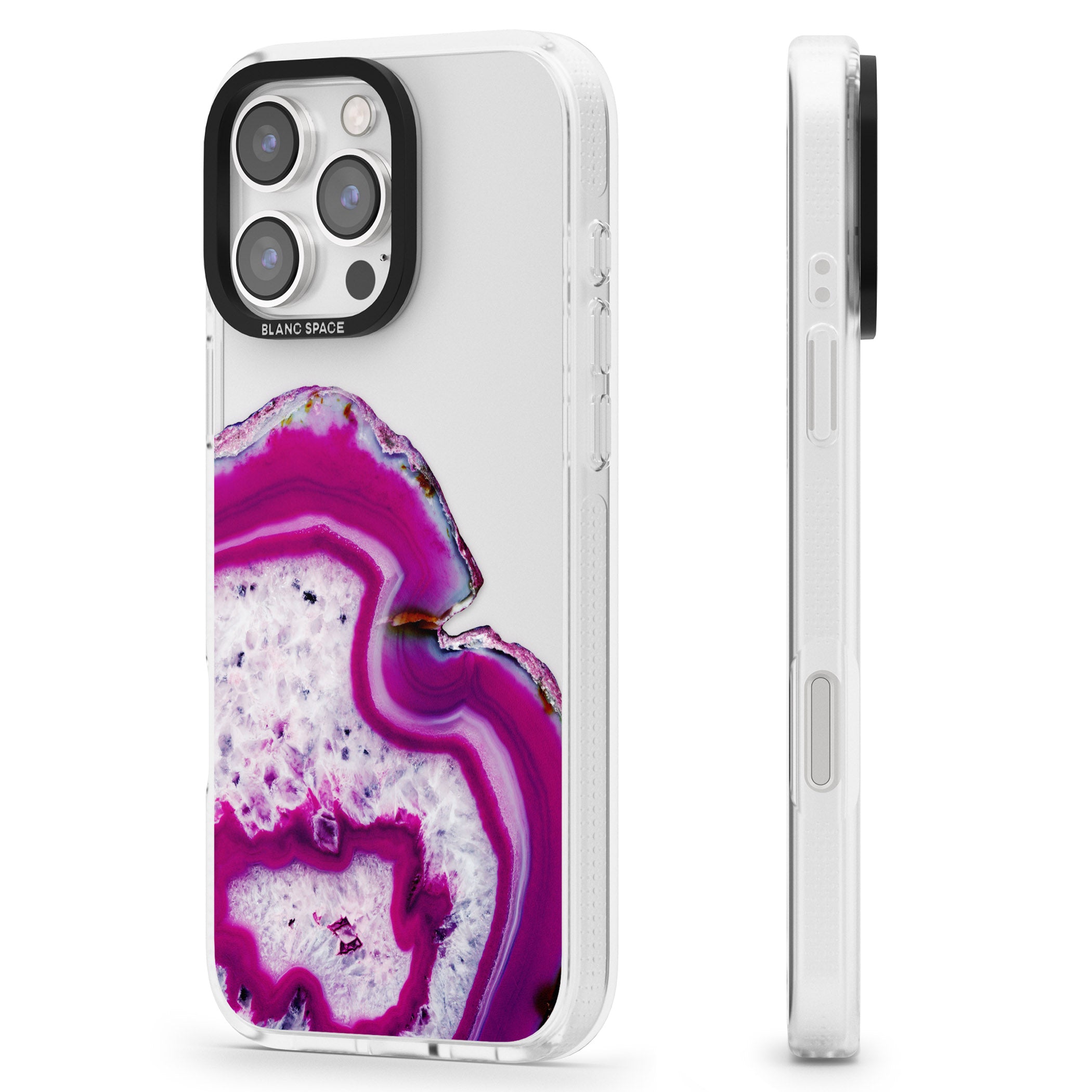 Violet & White Swirl Agate Crystal Clear Design iPhone 16 Pro Max / 16 Pro Clear Case Impact Air - Blanc Space
