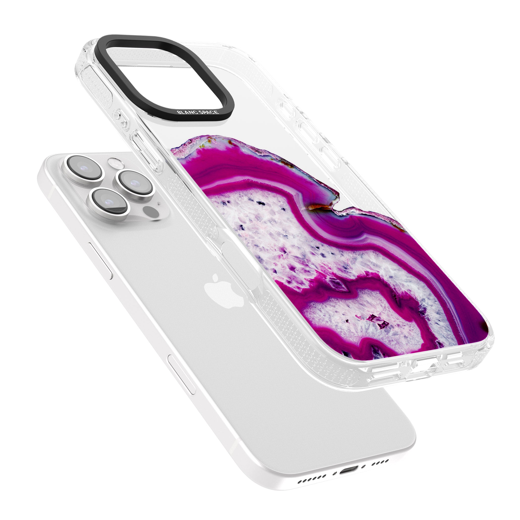 Violet & White Swirl Agate Crystal Clear Design iPhone 16 Pro Max / 16 Pro Clear Case Impact Air - Blanc Space