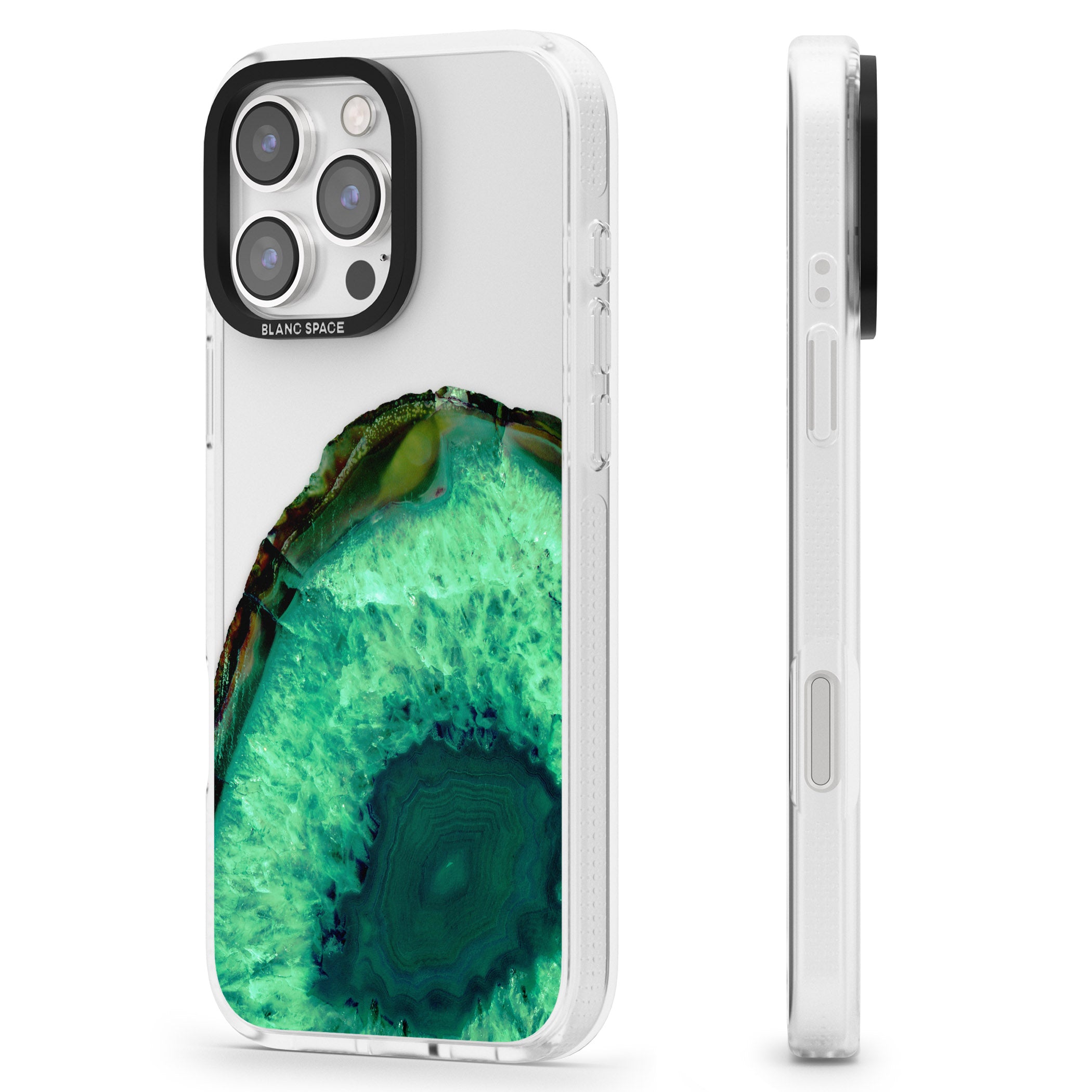 Emerald Green Gemstone Crystal Clear Design iPhone 16 Pro Max / 16 Pro Clear Case Impact Air - Blanc Space