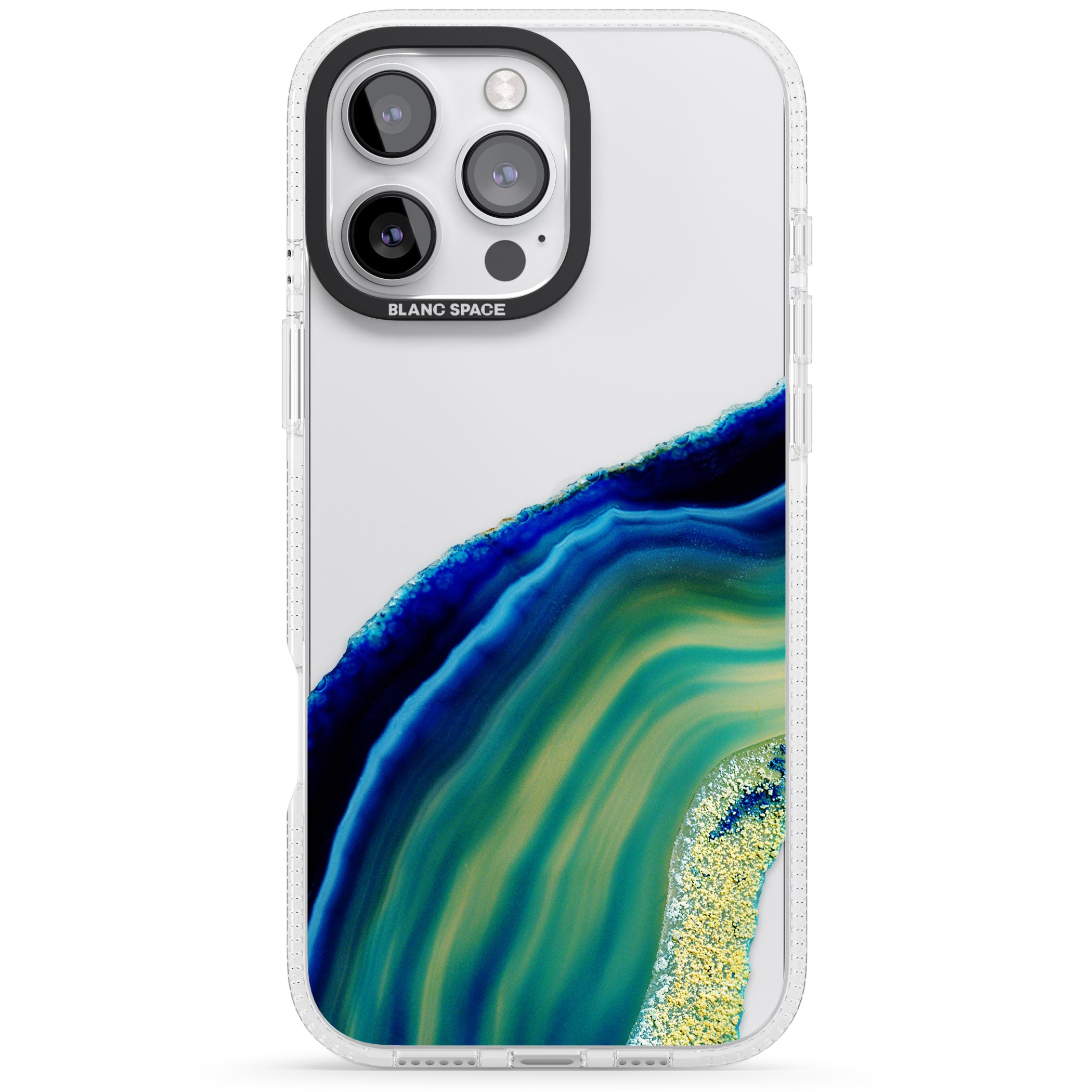 Green & Blue Gemstone Crystal iPhone 16 Pro Max / 16 Pro Clear Case Impact Air - Blanc Space