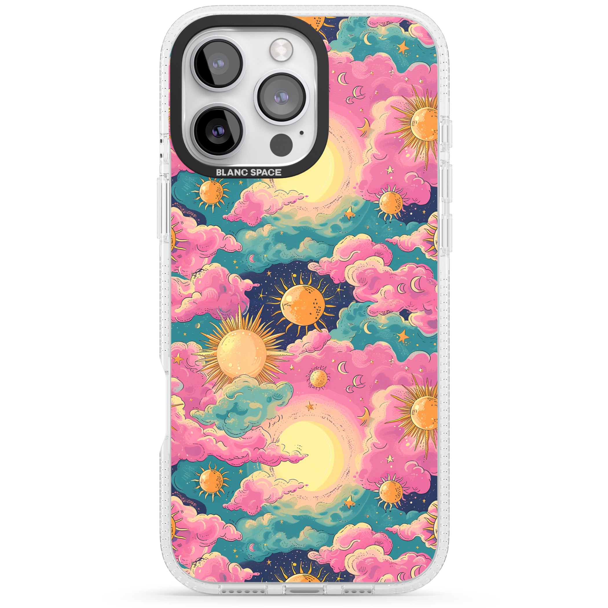 Starlight Clouds iPhone 16 Pro Max / 16 Pro Clear Case Impact Air - Blanc Space