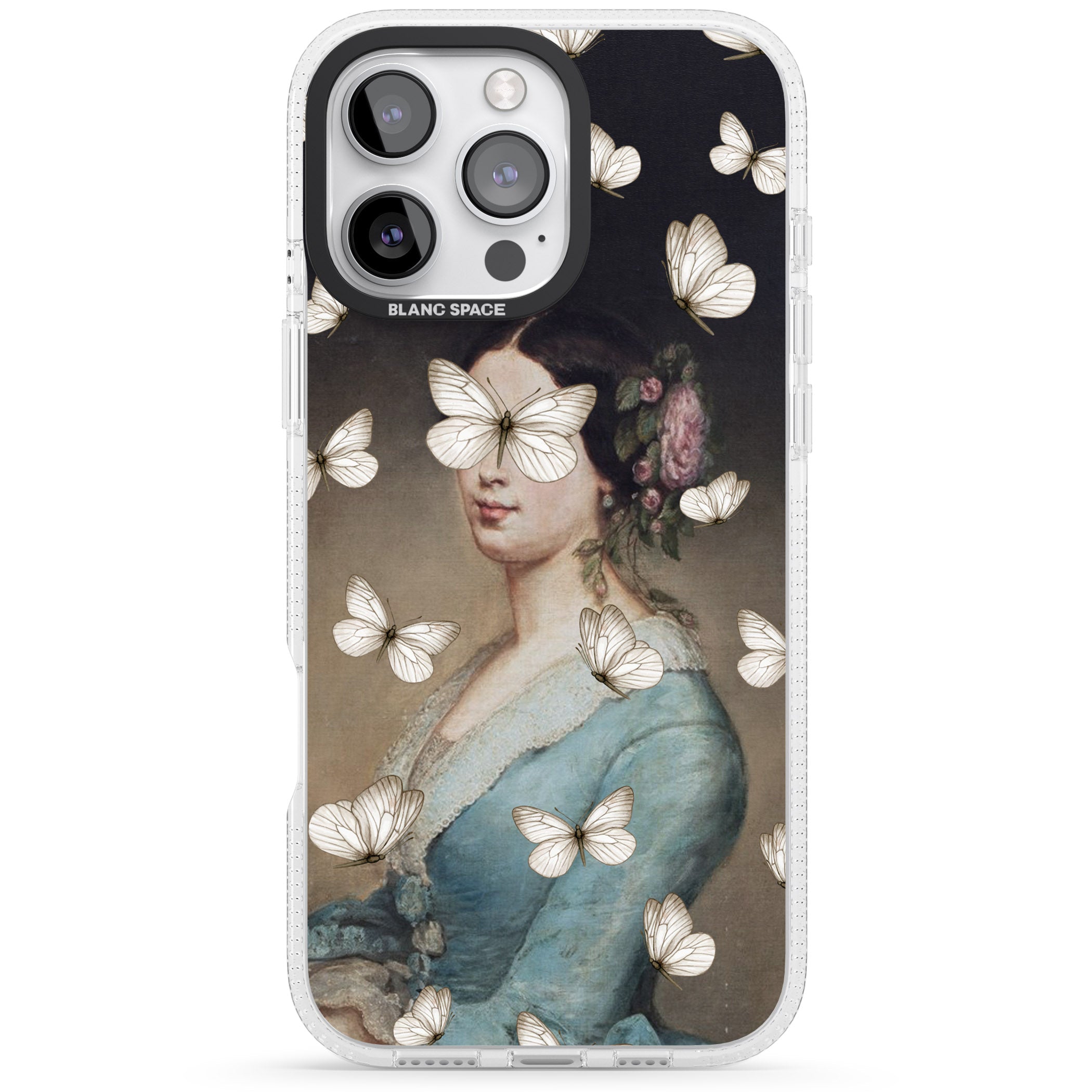 BUTTERFLY BEAUTY iPhone 16 Pro Max / 16 Pro Clear Case Impact Air - Blanc Space