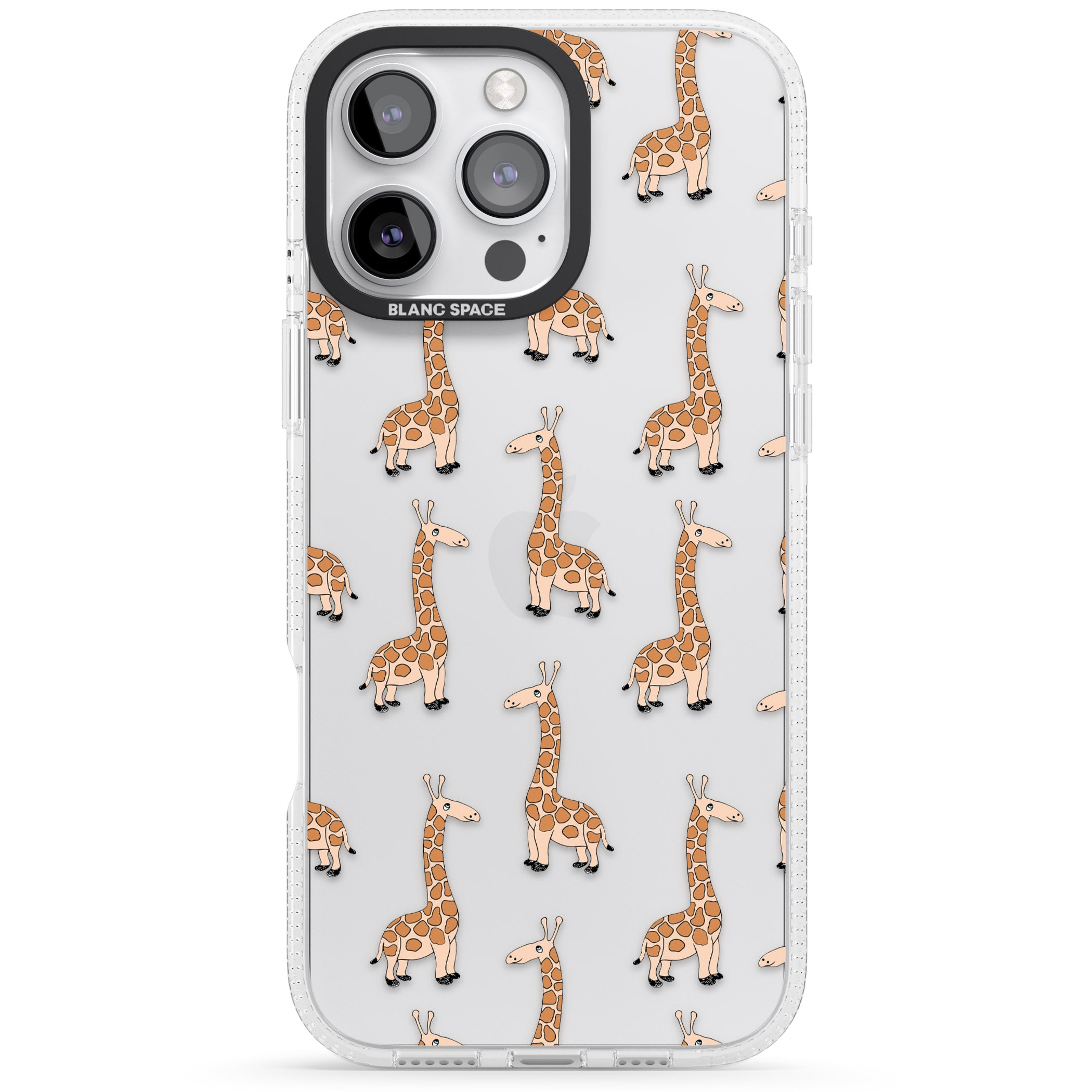 Cute Giraffe Pattern Clear iPhone 16 Pro Max / 16 Pro Clear Case Impact Air - Blanc Space
