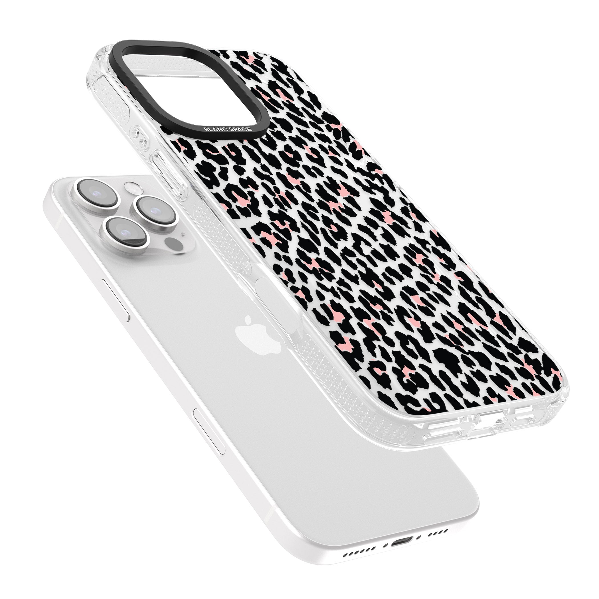 Light Pink Leopard Print - Transparent iPhone 16 Pro Max / 16 Pro Clear Case Impact Air - Blanc Space