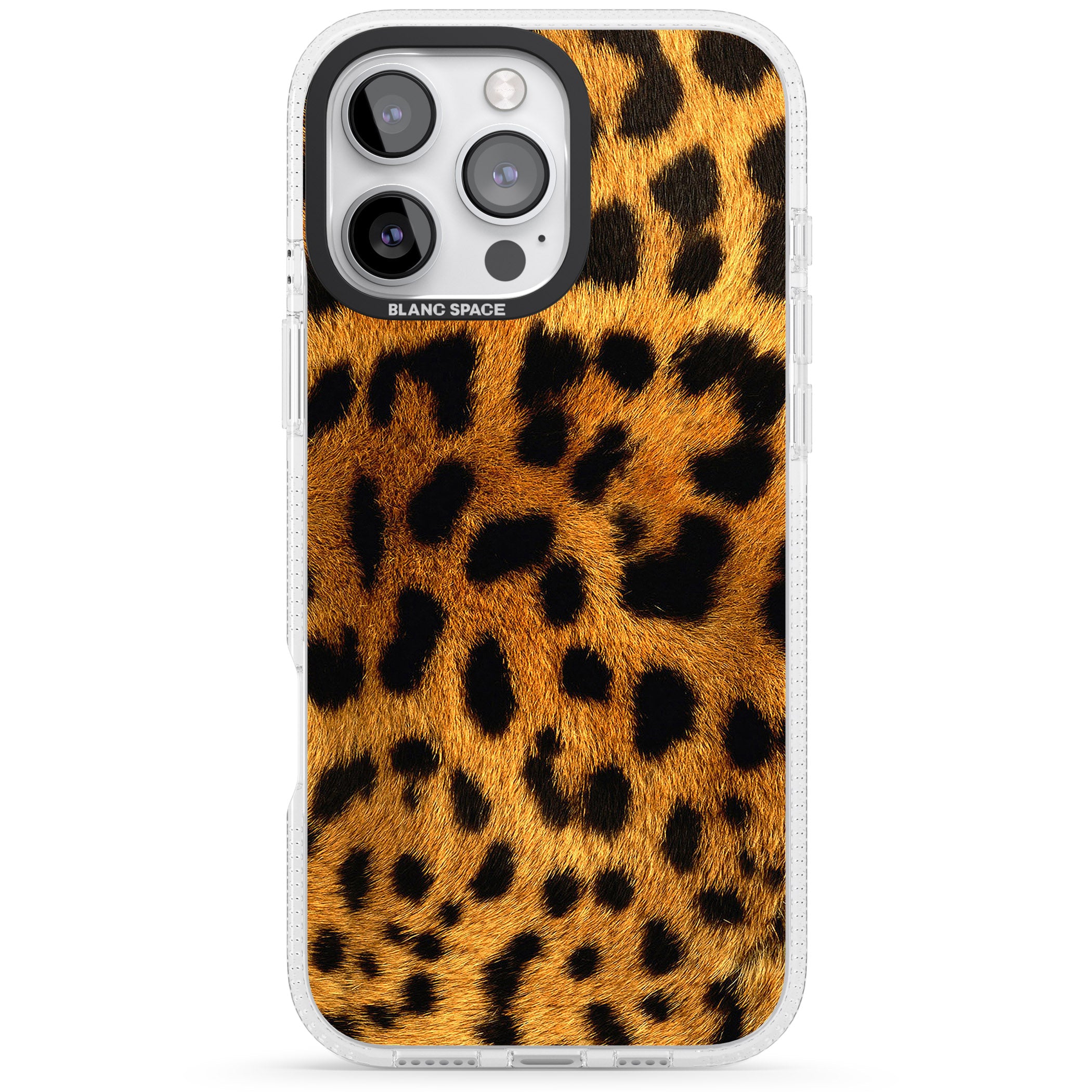 Leopard Print iPhone 16 Pro Max / 16 Pro Clear Case Impact Air - Blanc Space