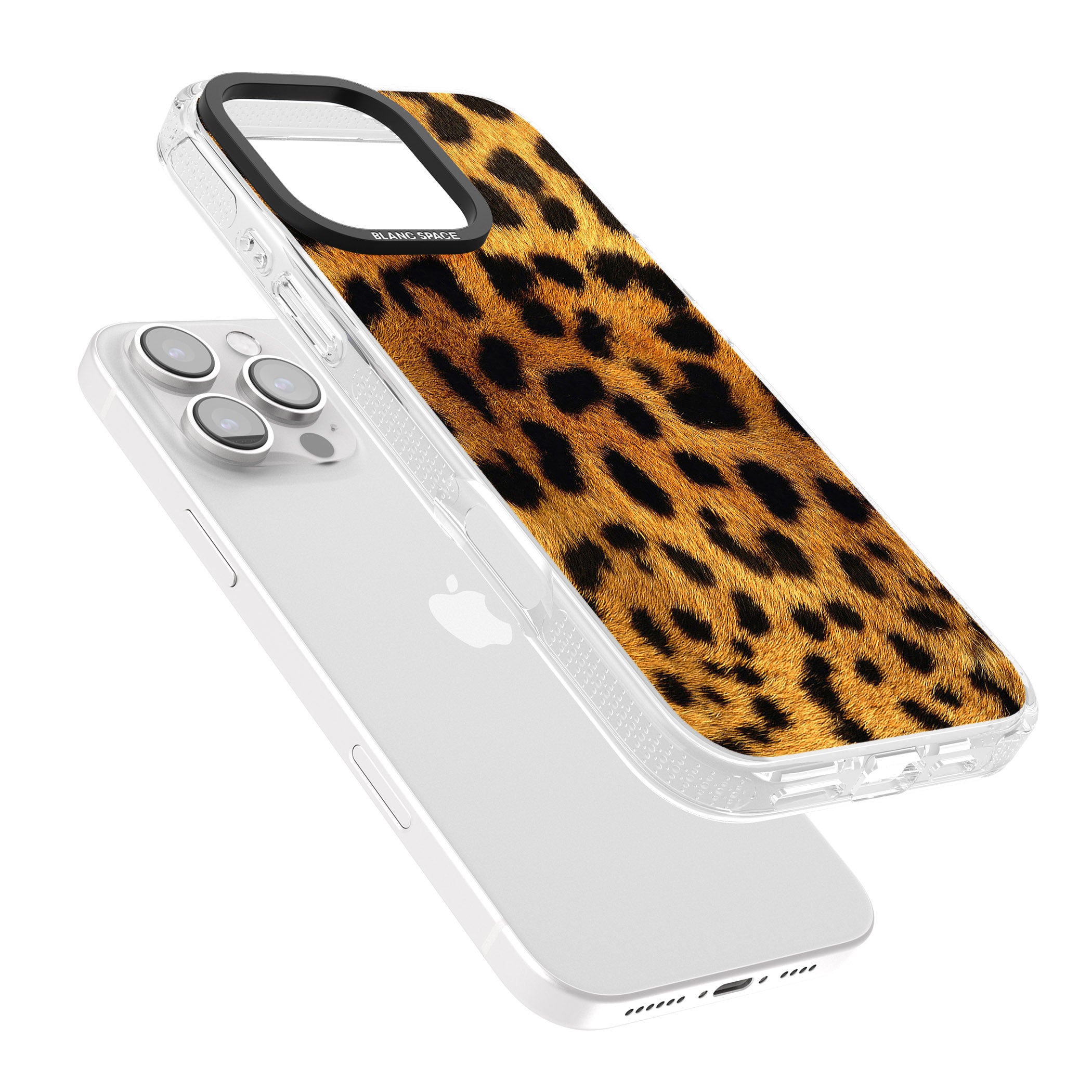 Leopard Print iPhone 16 Pro Max / 16 Pro Clear Case Impact Air - Blanc Space
