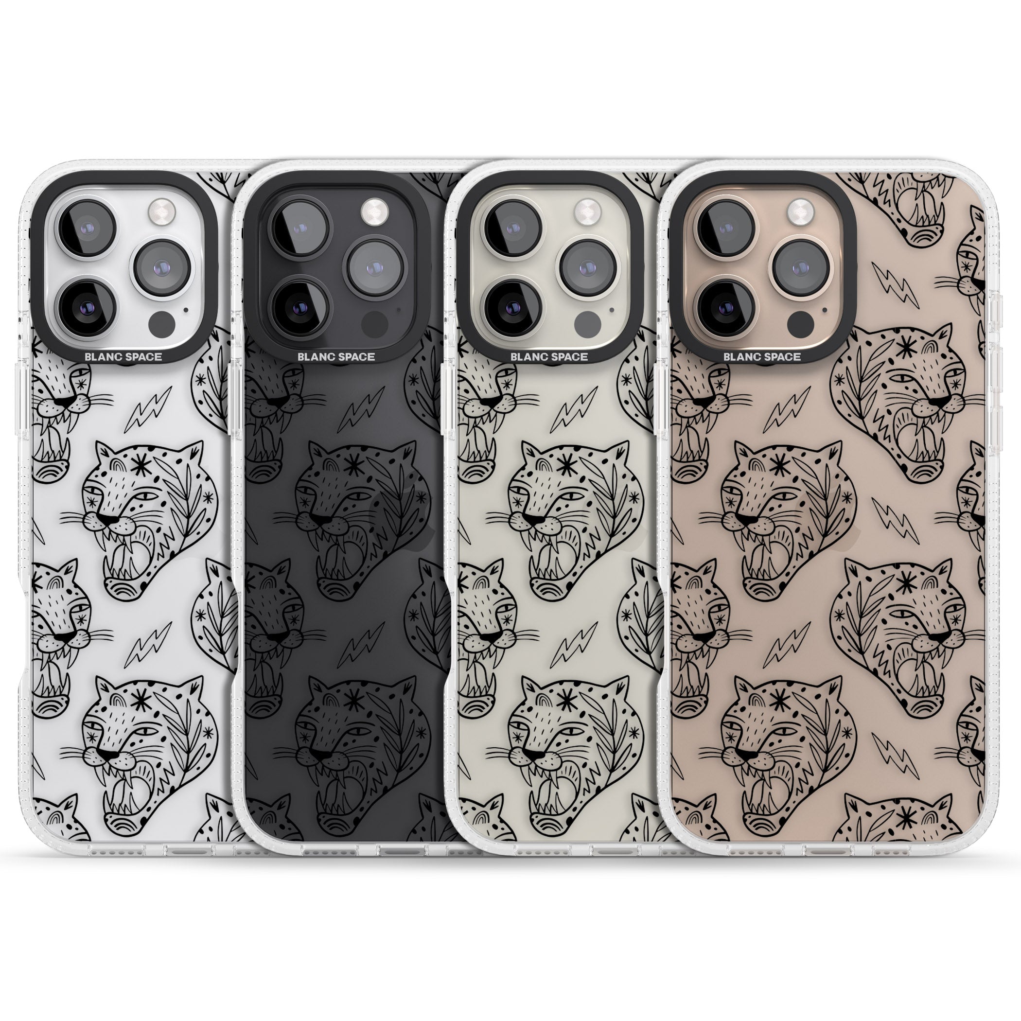 Black Tiger Roar Pattern iPhone 16 Pro Max / 16 Pro Clear Case Impact Air - Blanc Space
