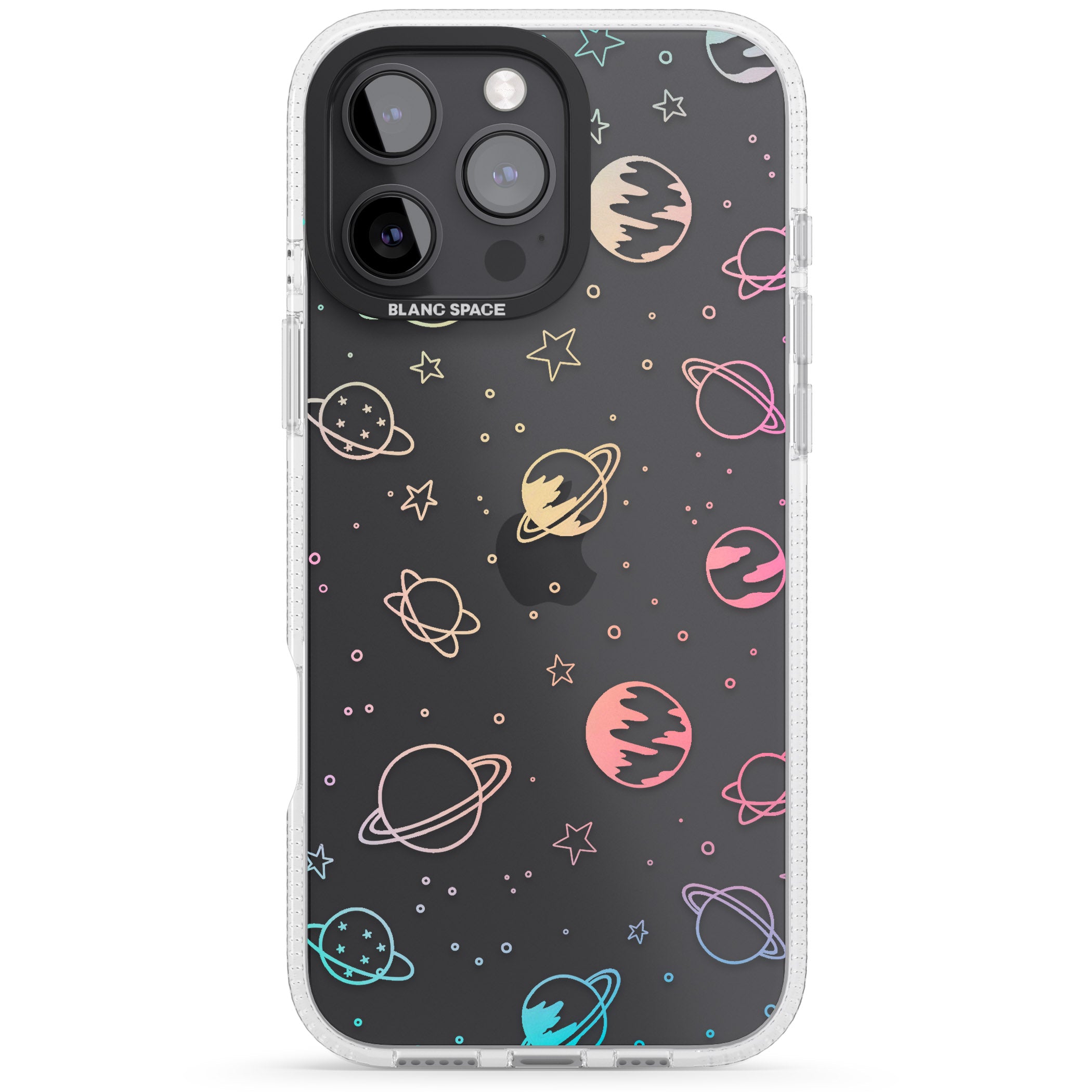 Cosmic Outer Space Design Pastels on Clear iPhone 16 Pro Max / 16 Pro Clear Case Impact Air - Blanc Space