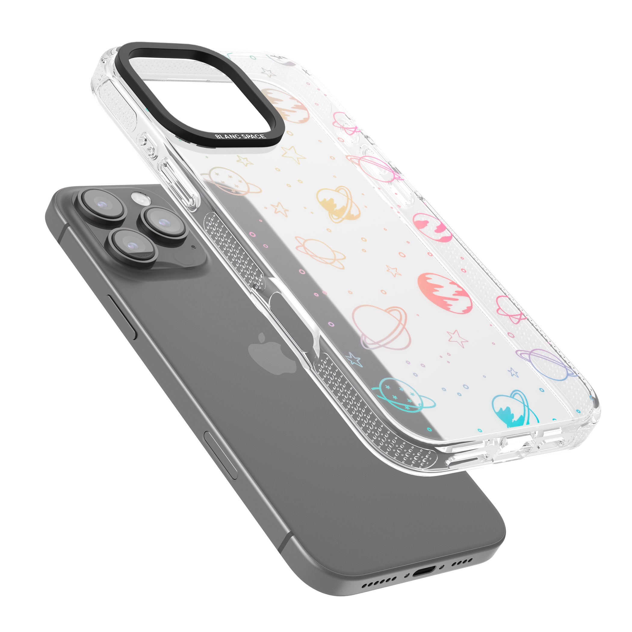 Cosmic Outer Space Design Pastels on Clear iPhone 16 Pro Max / 16 Pro Clear Case Impact Air - Blanc Space